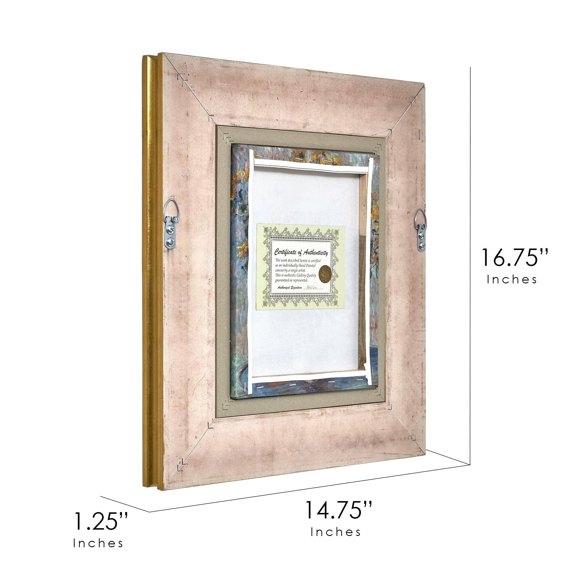 American Art Decor Ornate Framed Jerusalem Artichoke Flowers Canvas Print by Claude Monet - 14.75" x 16.75"