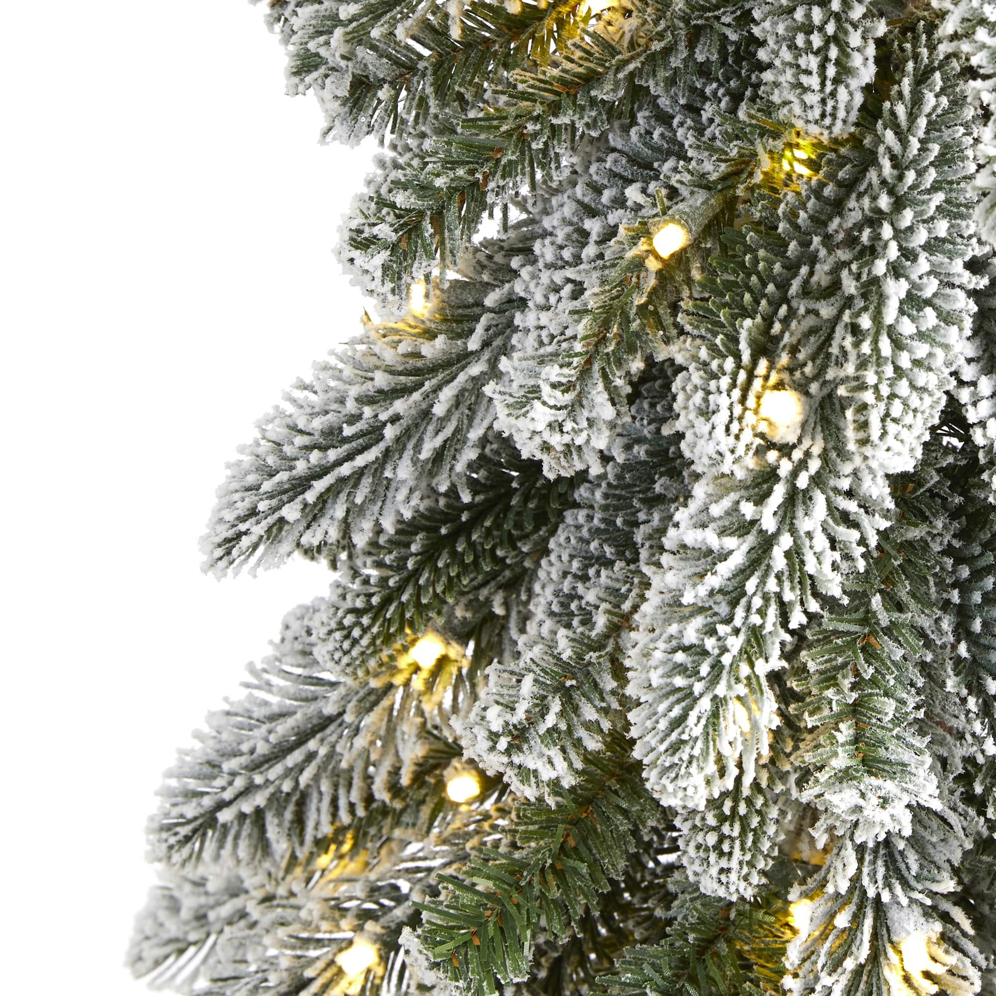 5.5ft. Pre-Lit Flocked Washington Alpine Artificial Christmas Tree, Warm White LED Lights