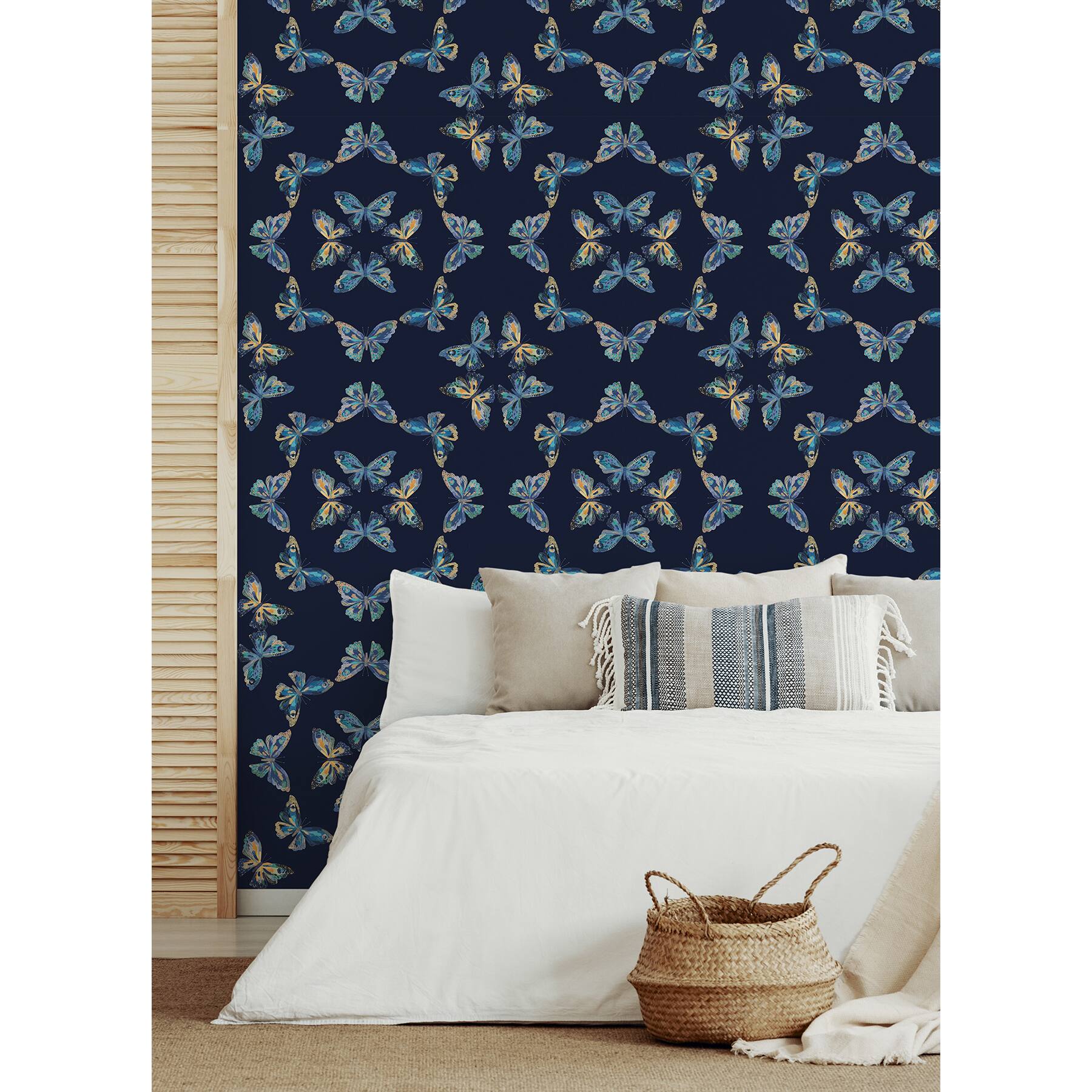 RoomMates Blue Papillon Peel & Stick Wallpaper