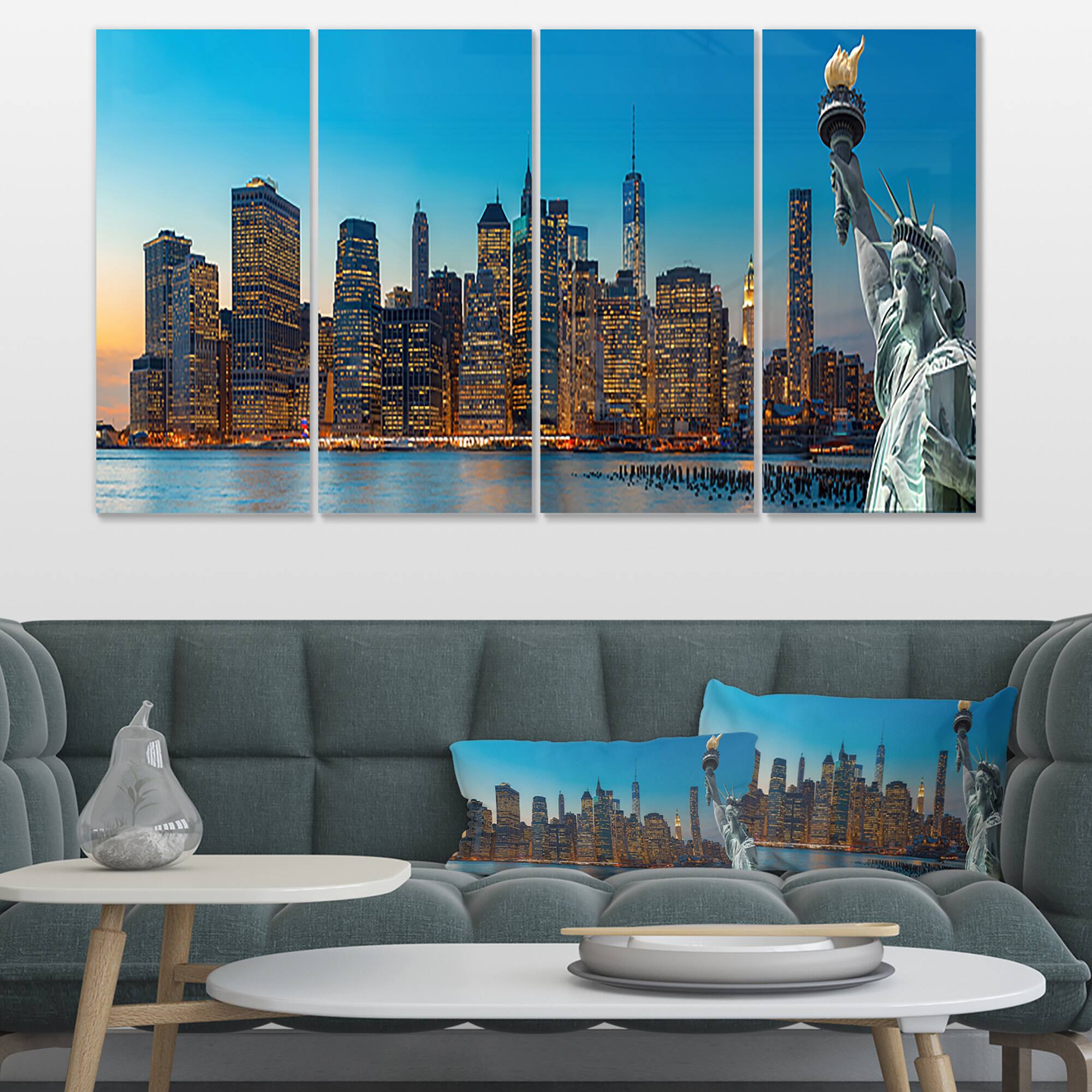 Designart - Evening New York City Skyline Panorama - Extra Large Canvas Art Print