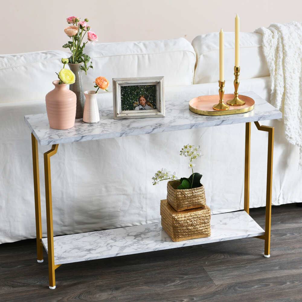 Household Essentials Crown Console 23&#x22; 2-Tier Console Table