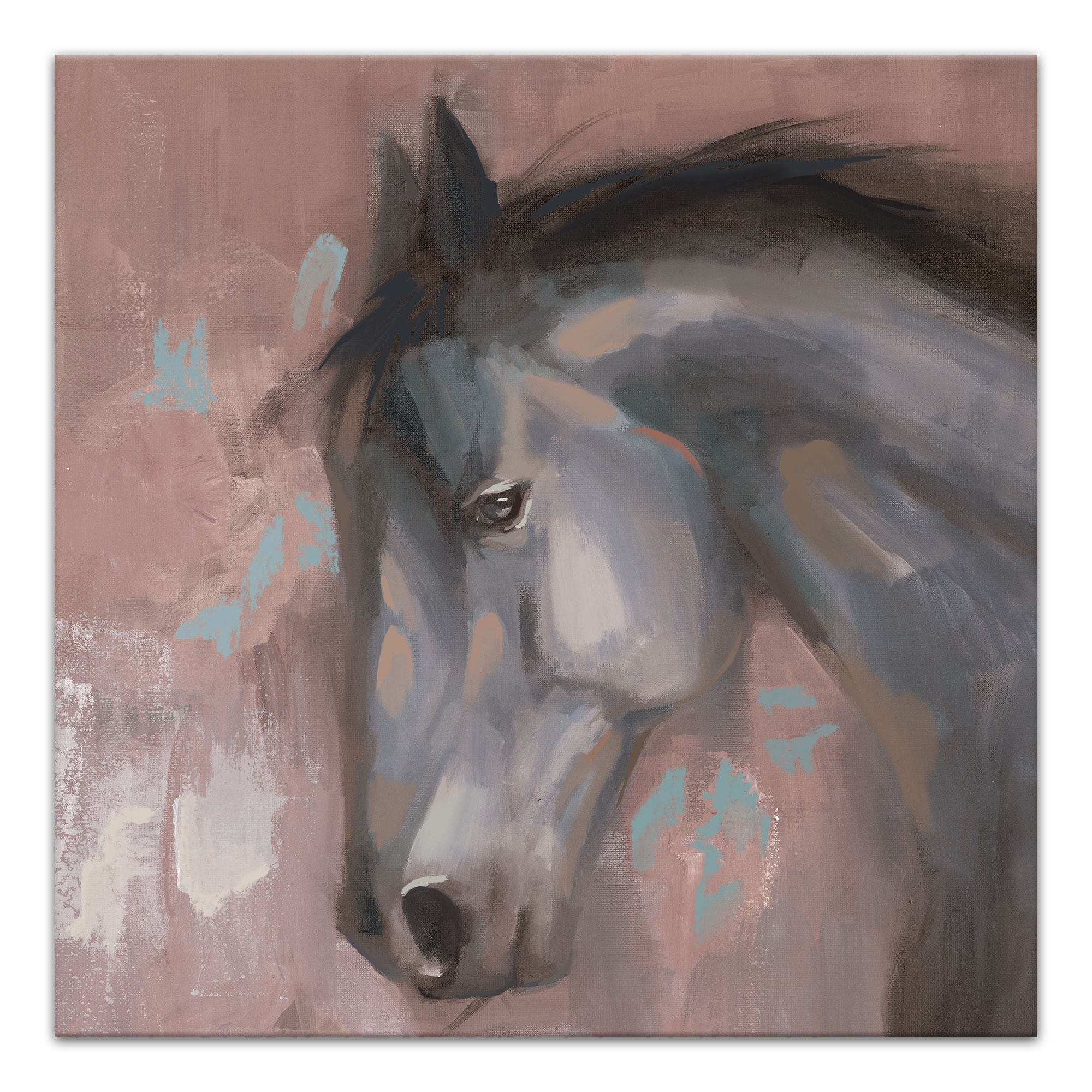 Horse on Red Canvas Wall Art