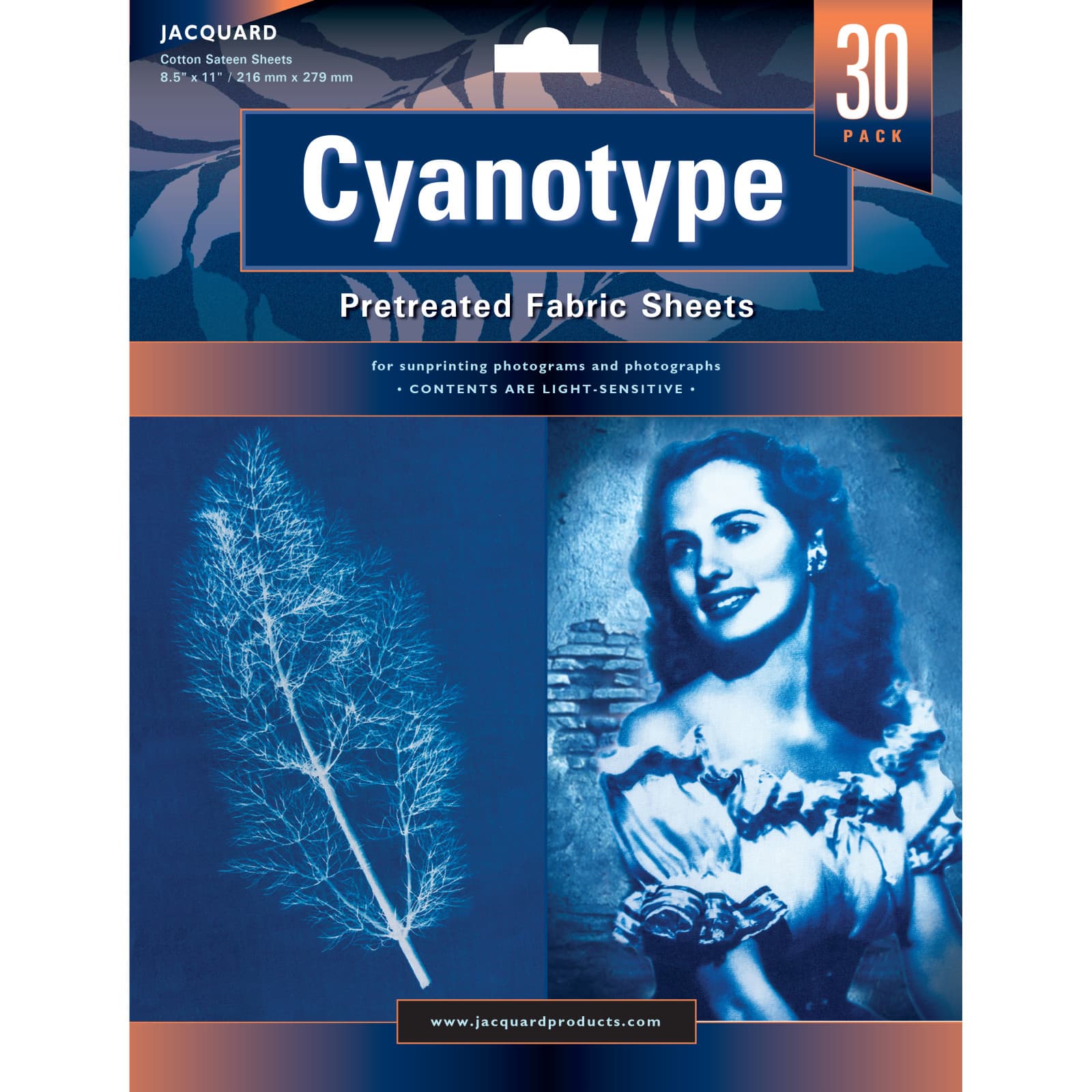 Jacquard Cyanotype Pre-Treated Fabric Sheets, 8.5&#x22; x 11&#x22;