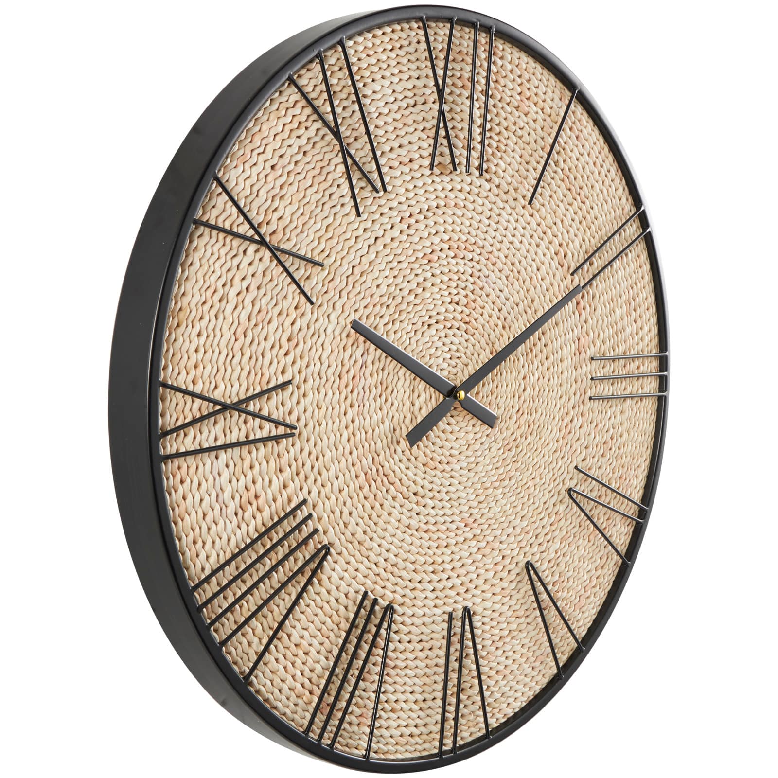 23.5" Coiled Rope Wall Clock with Black Metal Frame