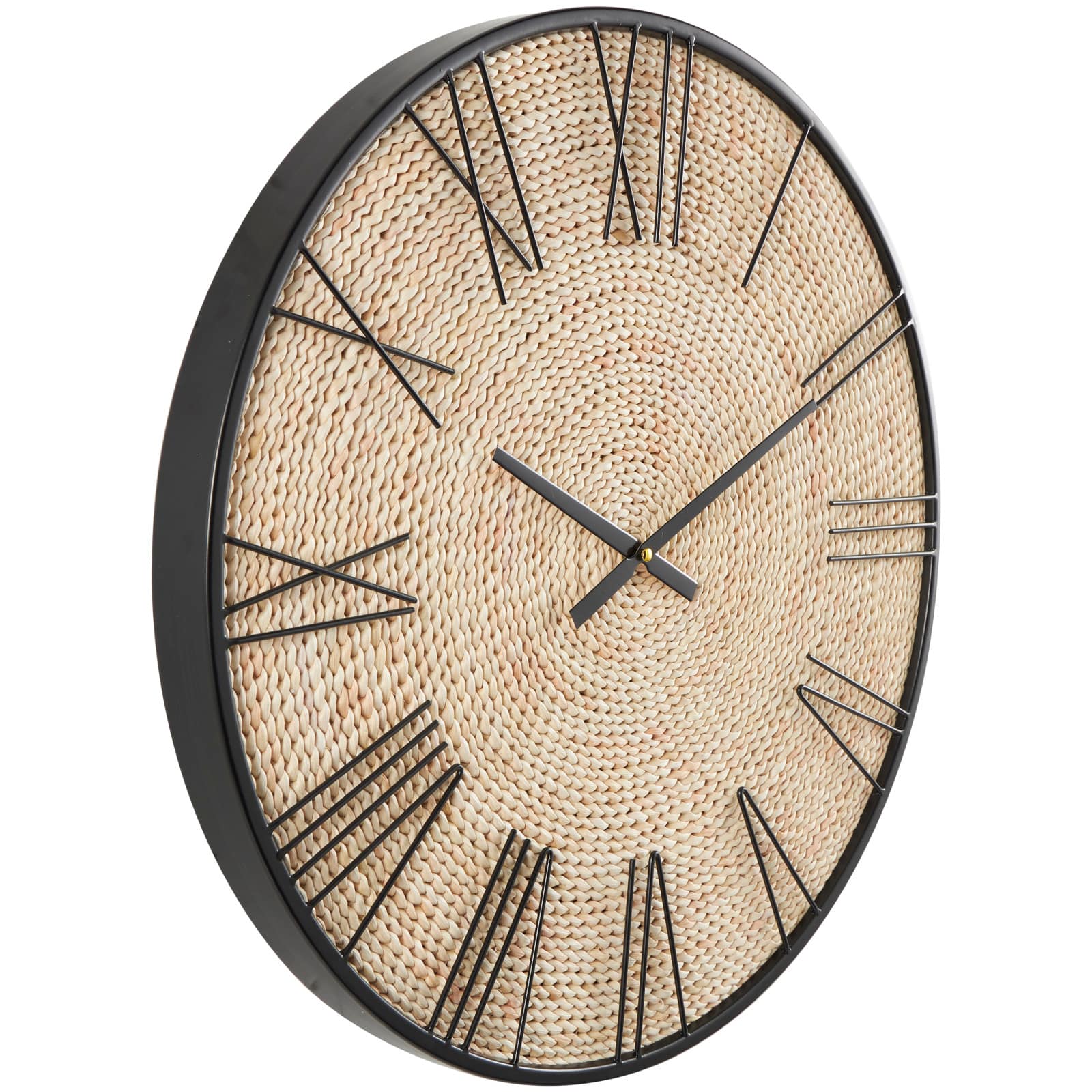 23.5&#x22; Coiled Rope Wall Clock with Black Metal Frame