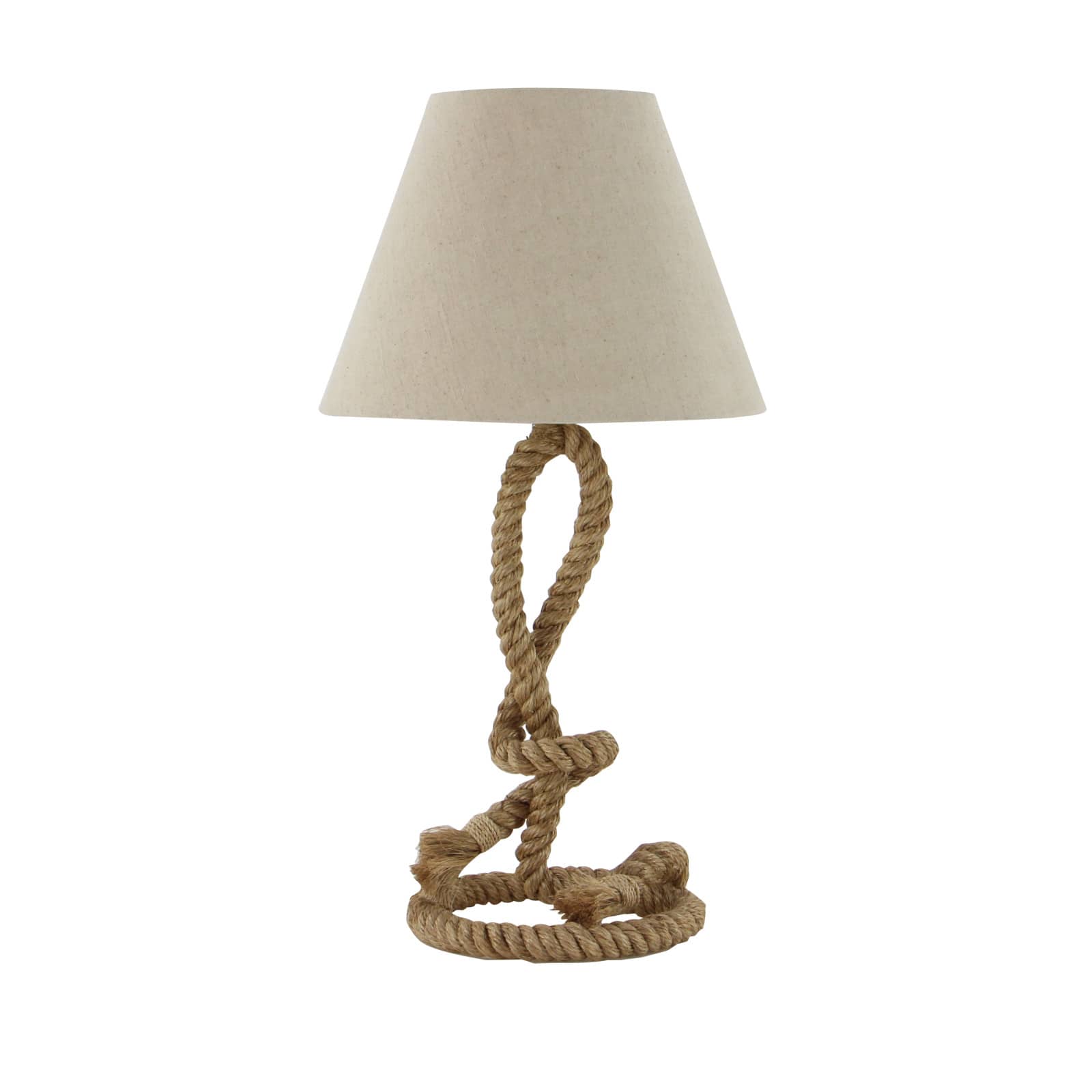 Brown Jute Rope and Iron Rustic Table Lamp, 29" x 15" x 15"