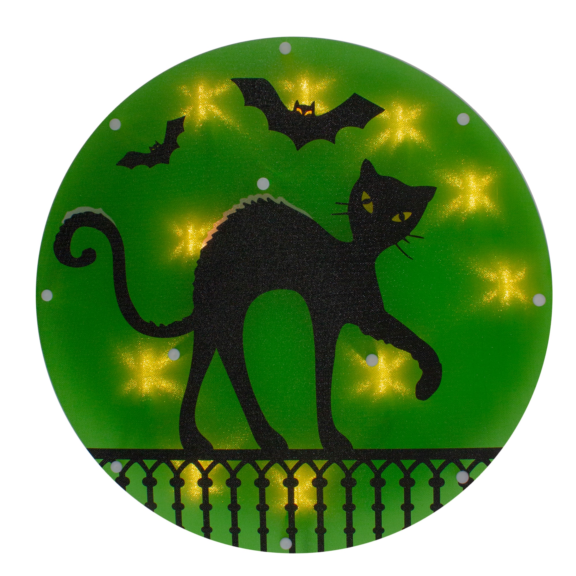 Lighted Black Cat Halloween Window Silhouette