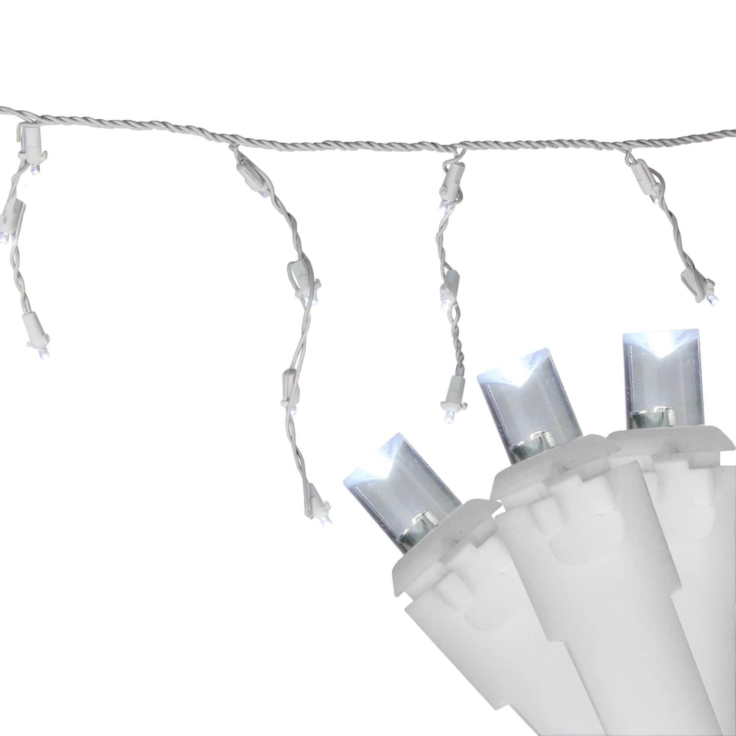 100ct. LED Wide Angle Icicle Christmas Lights With White Wire