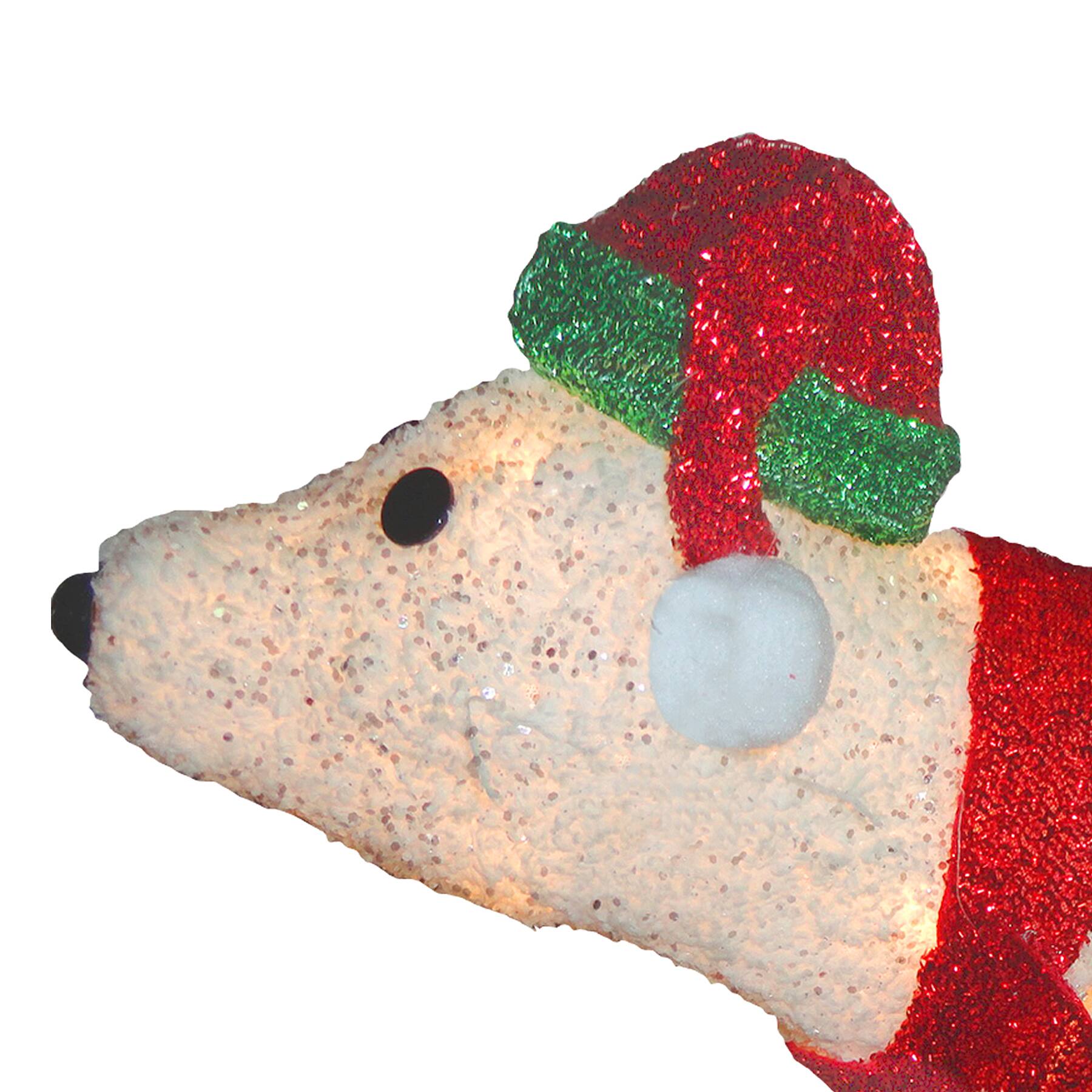 18.5" Flannel 3D Polar Bear, Clear Lights