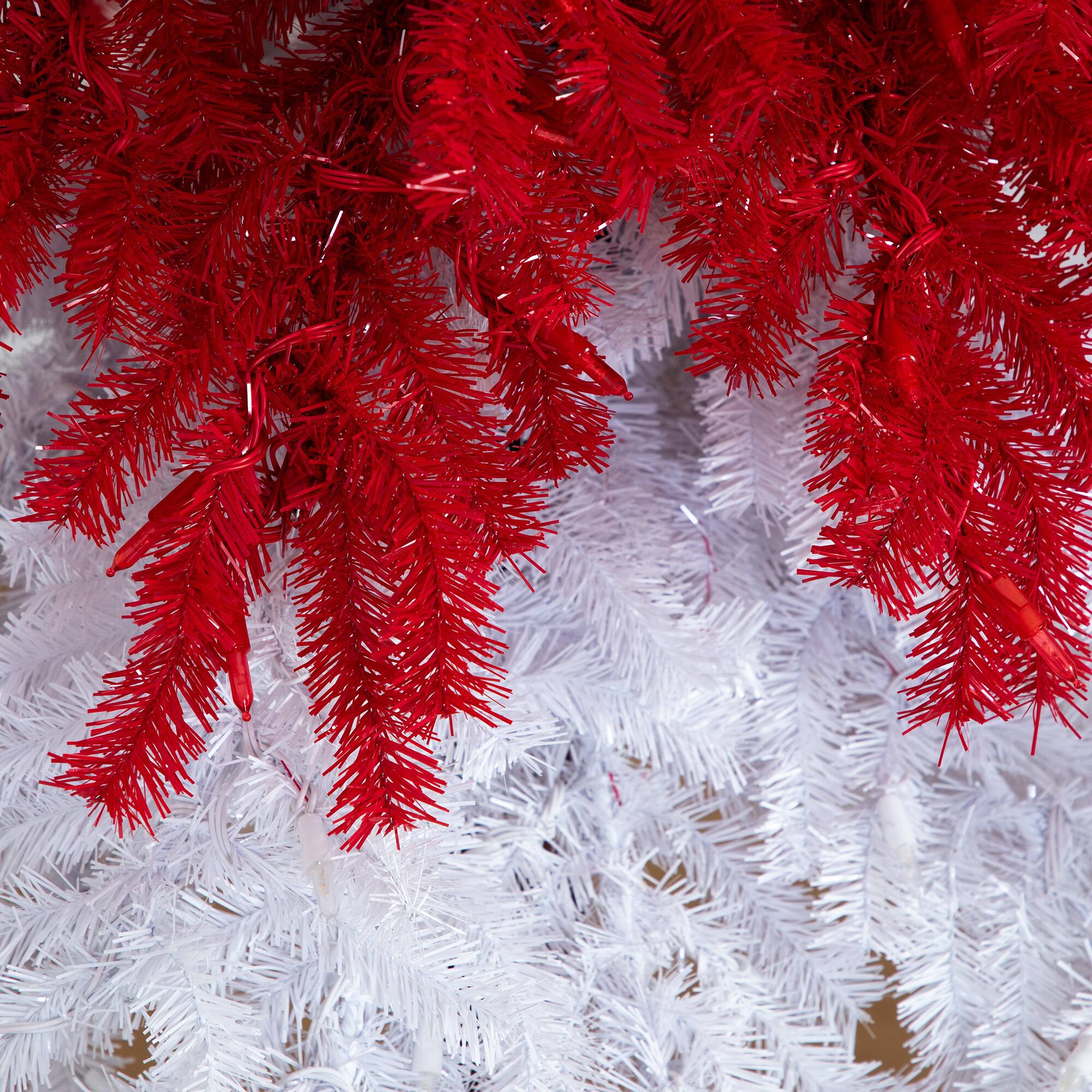 7ft. Pre-Lit Red &#x26; White Santa&#x2019;s Hat Artificial Christmas Tree, Red &#x26; White LED Light