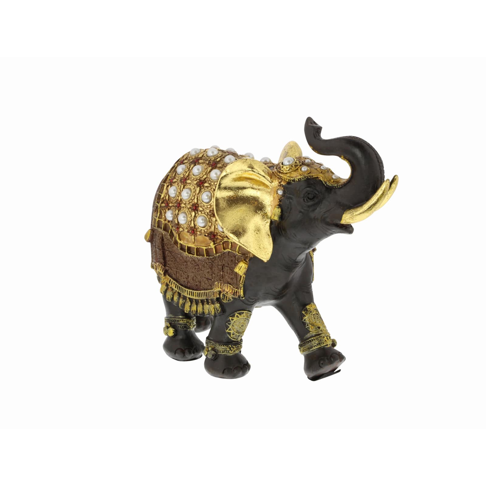 10&#x22; Brown Eclectic Polystone Elephant Sculpture