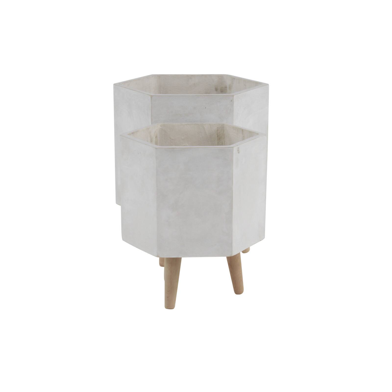 CosmoLiving by Cosmopolitan White Polystone Contemporary Planter Set