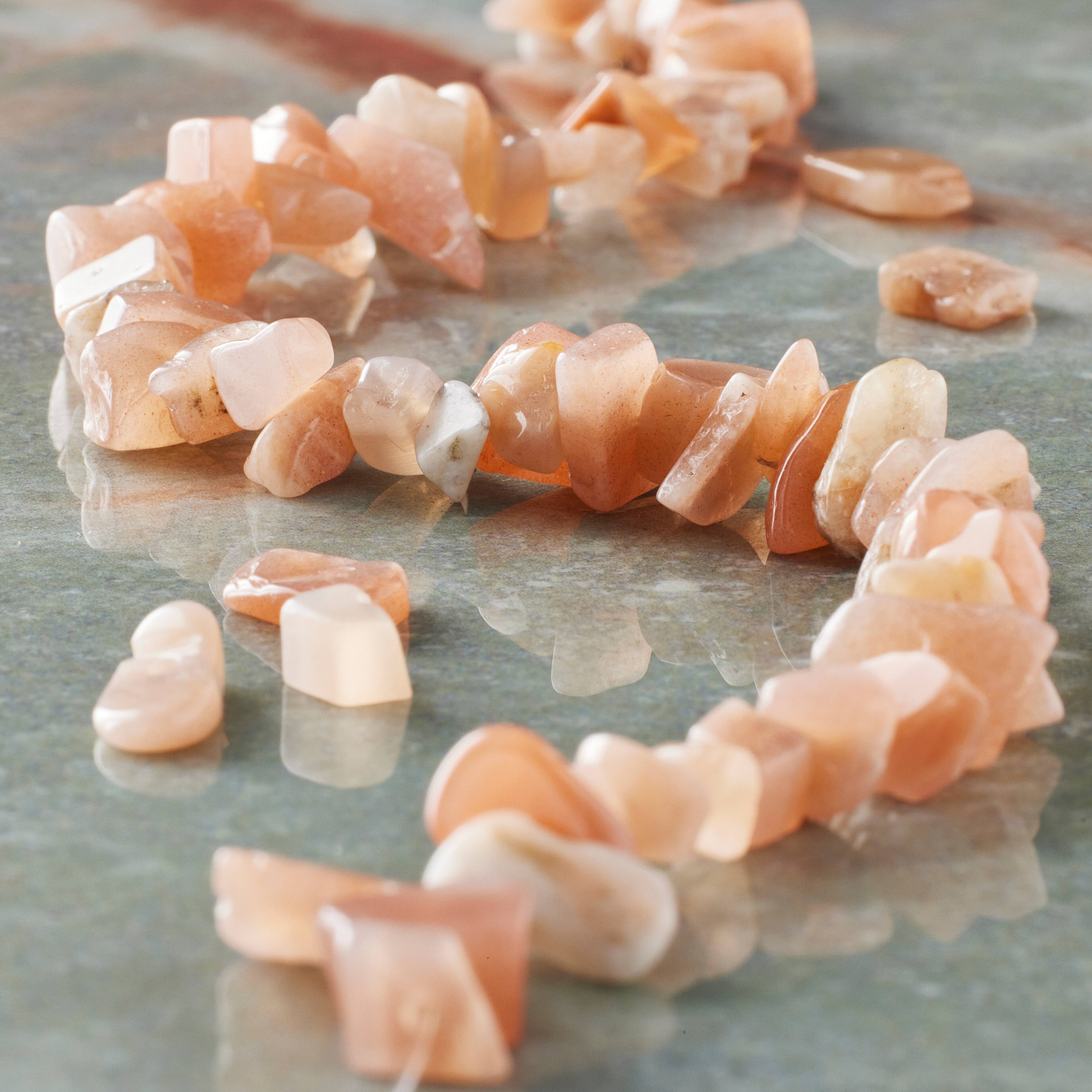 12 Pack: Natural Pink Sunstone Chip Beads by Bead Landing&#x2122;