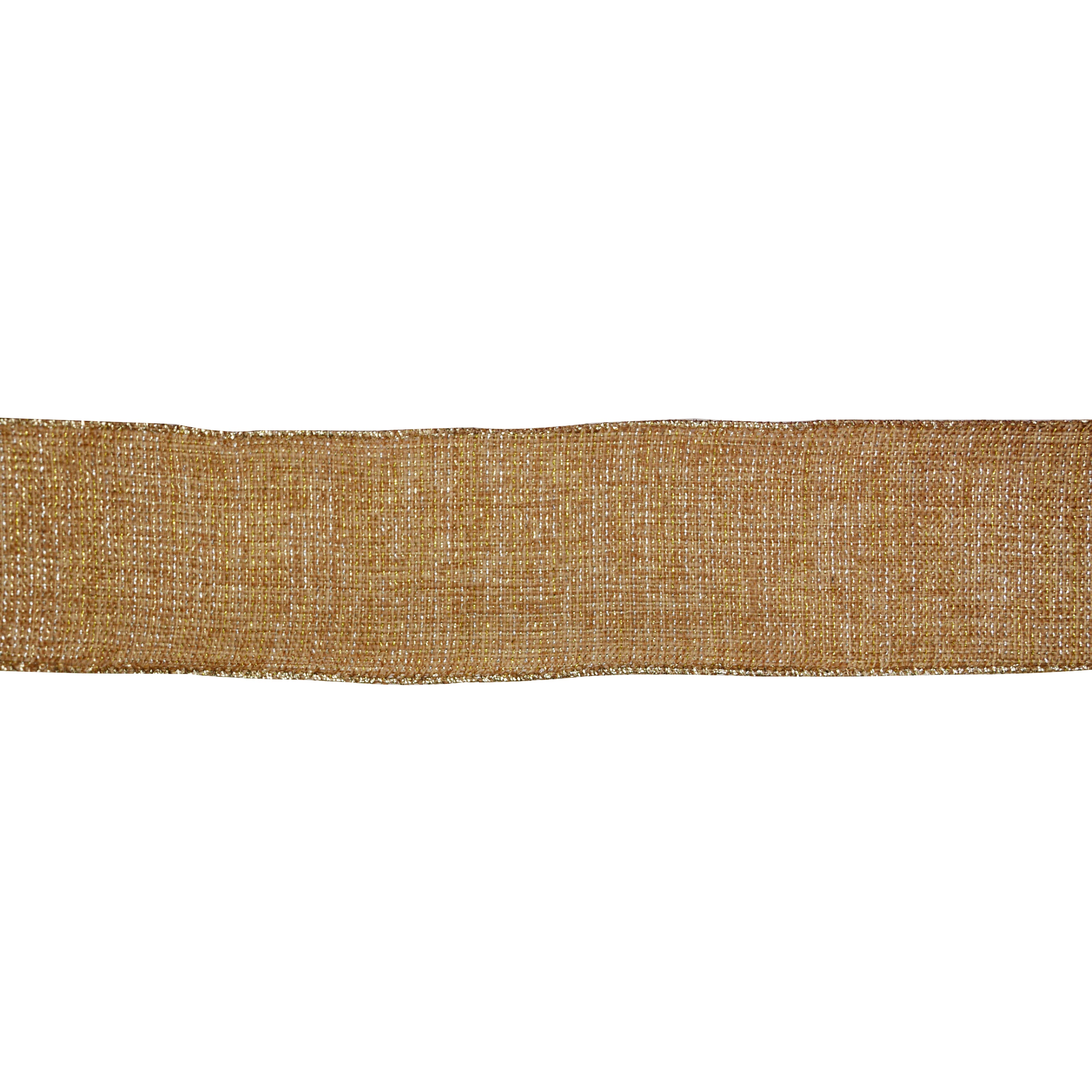 2.5&#x22; x 20ft. Gold Shimmer Wired Faux Linen Ribbon by Celebrate It&#xAE;