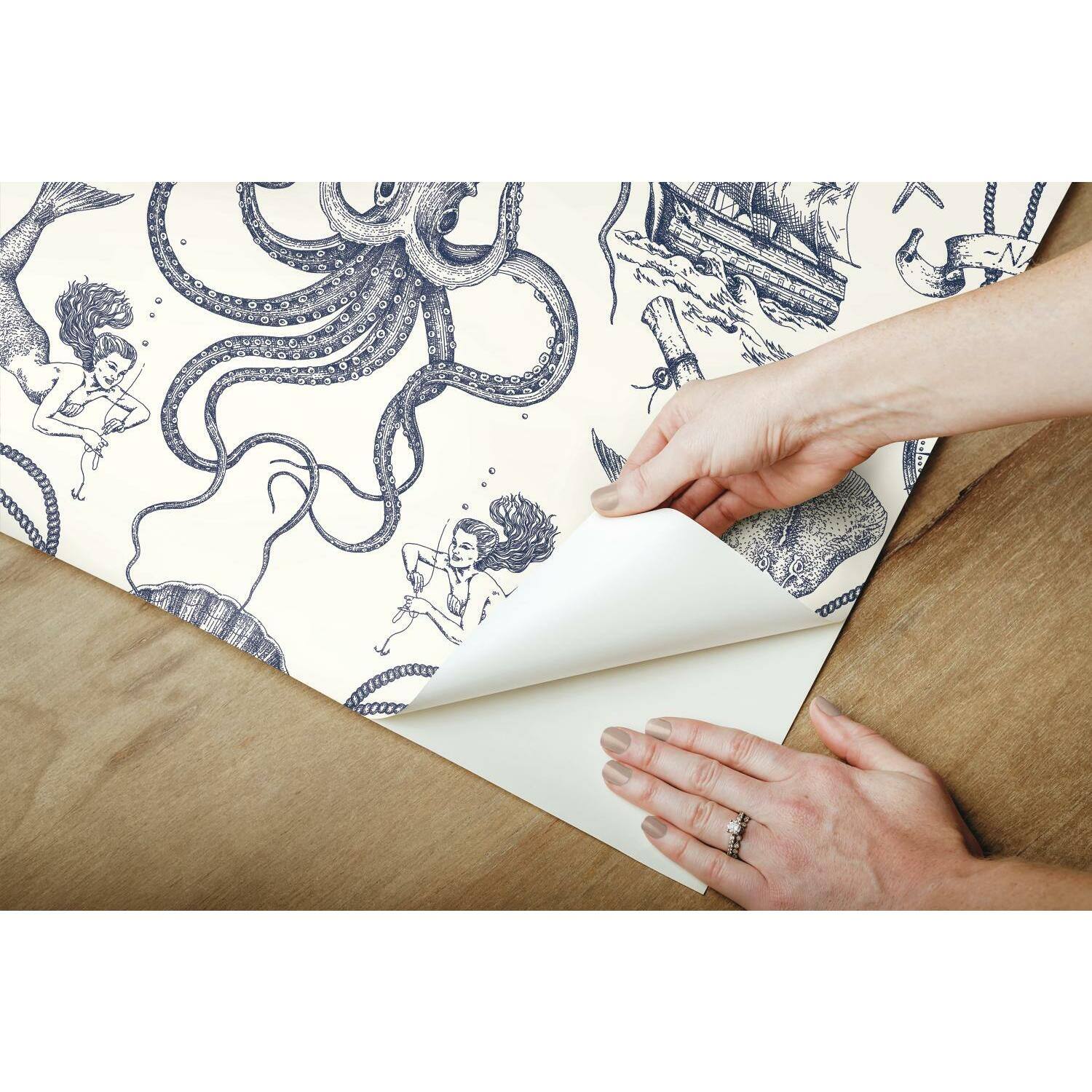 RoomMates Deep Sea Toile Peel & Stick Wallpaper