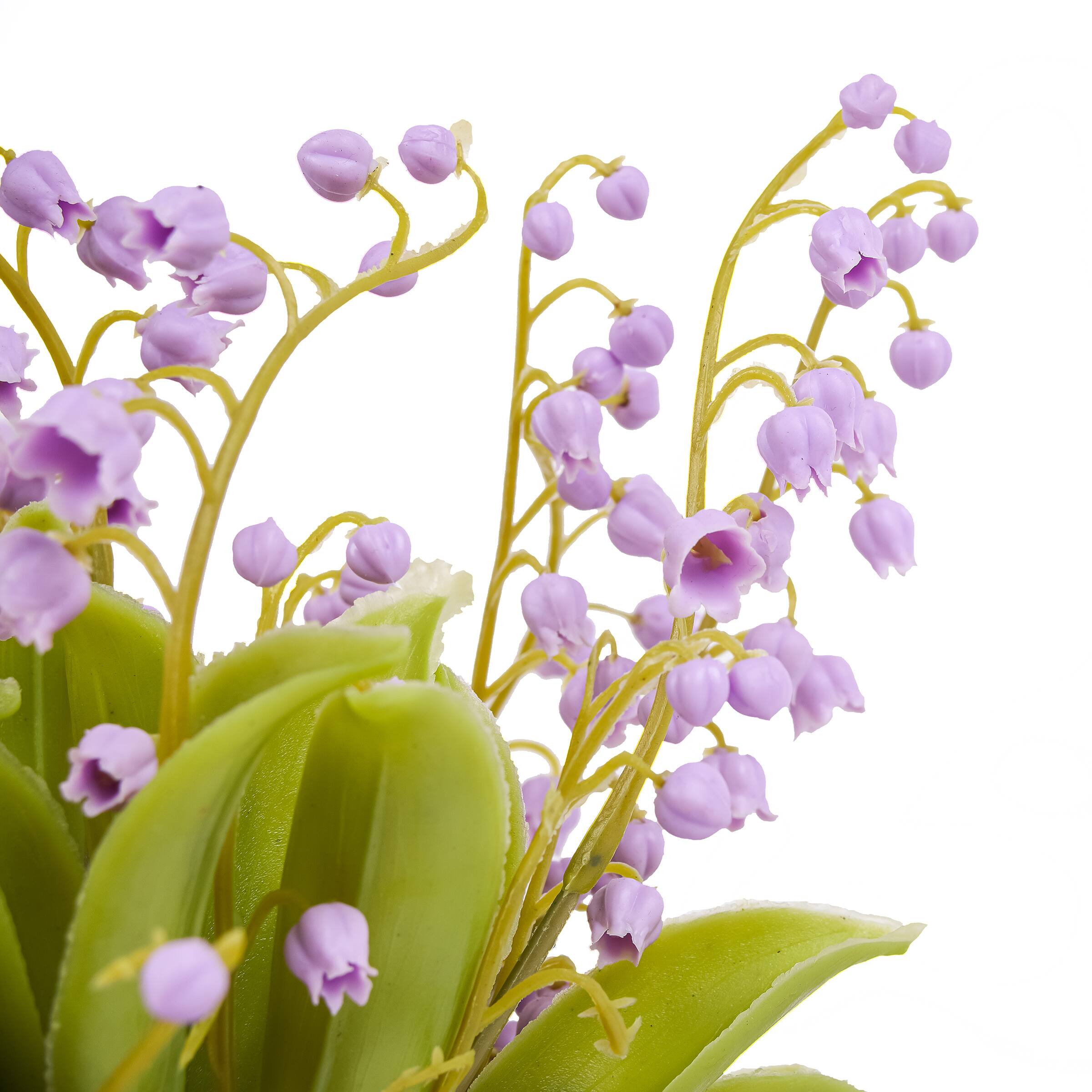 11" Lily-Of-The-Valley Flowers In White Basket
