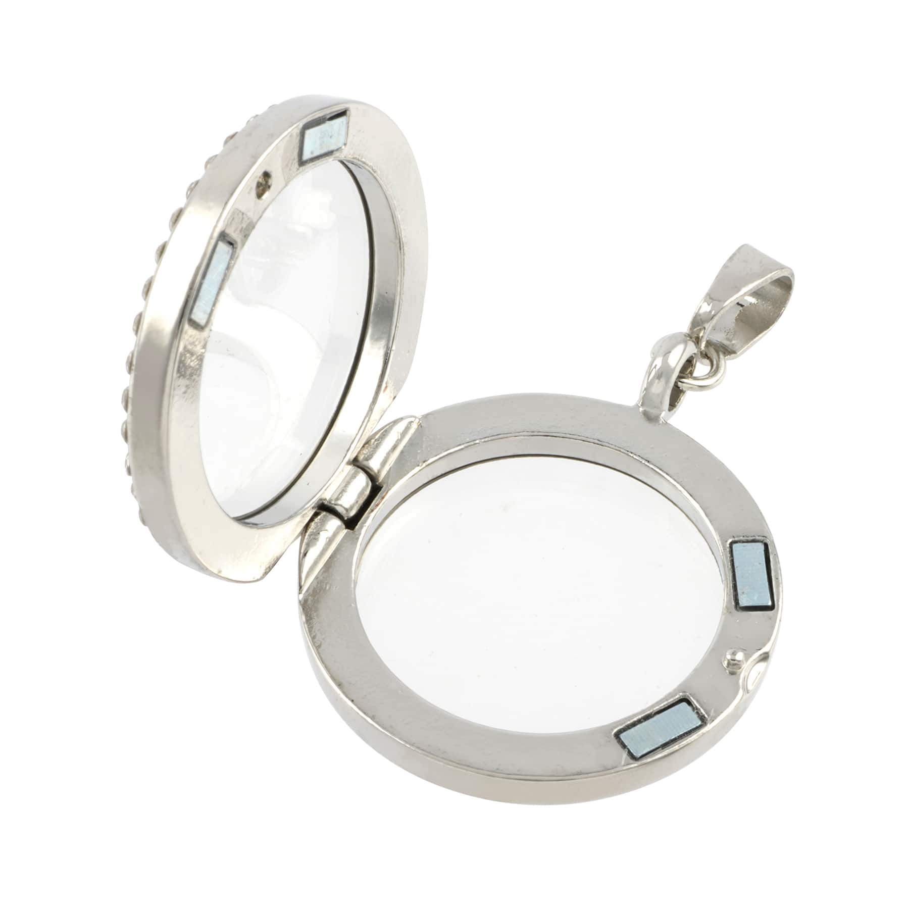 Clear & Rhodium Circle Locket by Bead Landing™