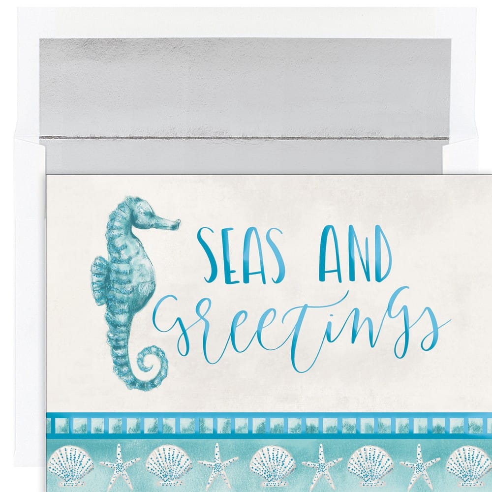 JAM Paper Seas &#x26; Greetings Christmas Cards &#x26; Envelopes, 18ct.