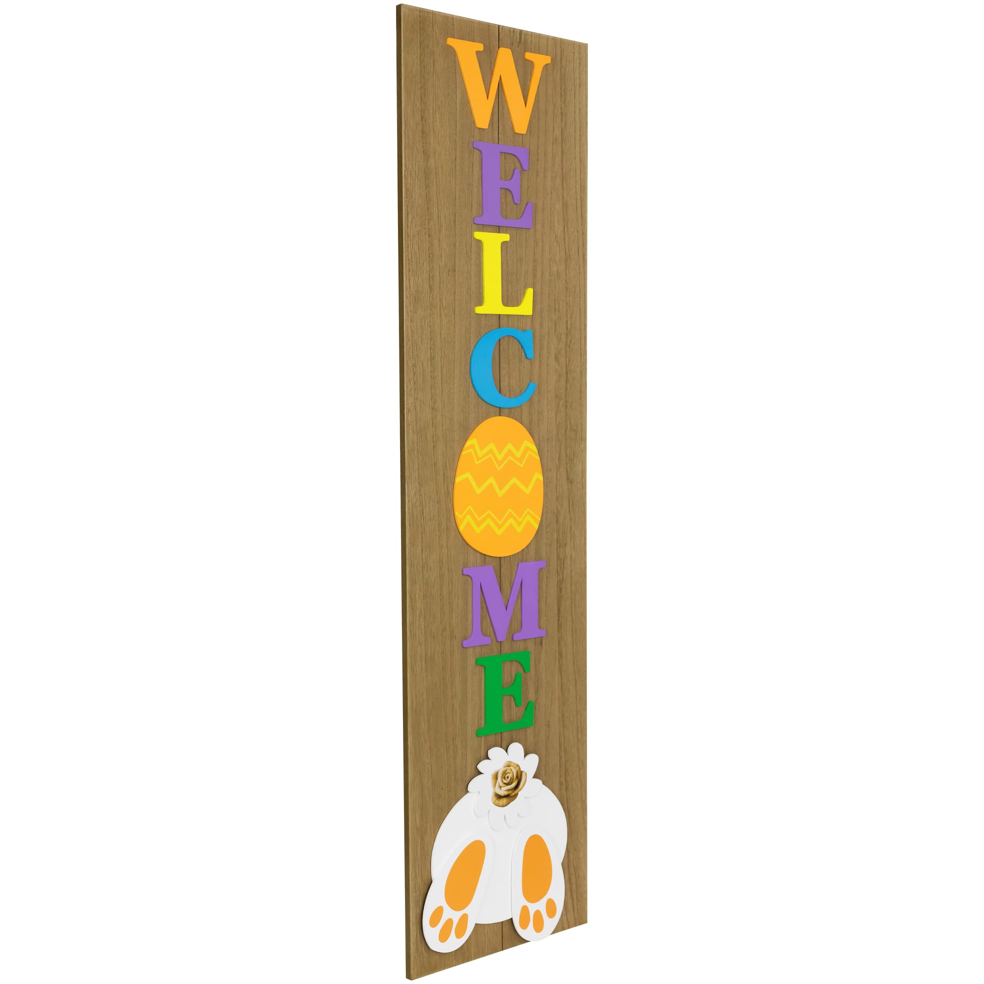 3.25ft. Welcome Wooden Easter Bunny Porch Board Sign