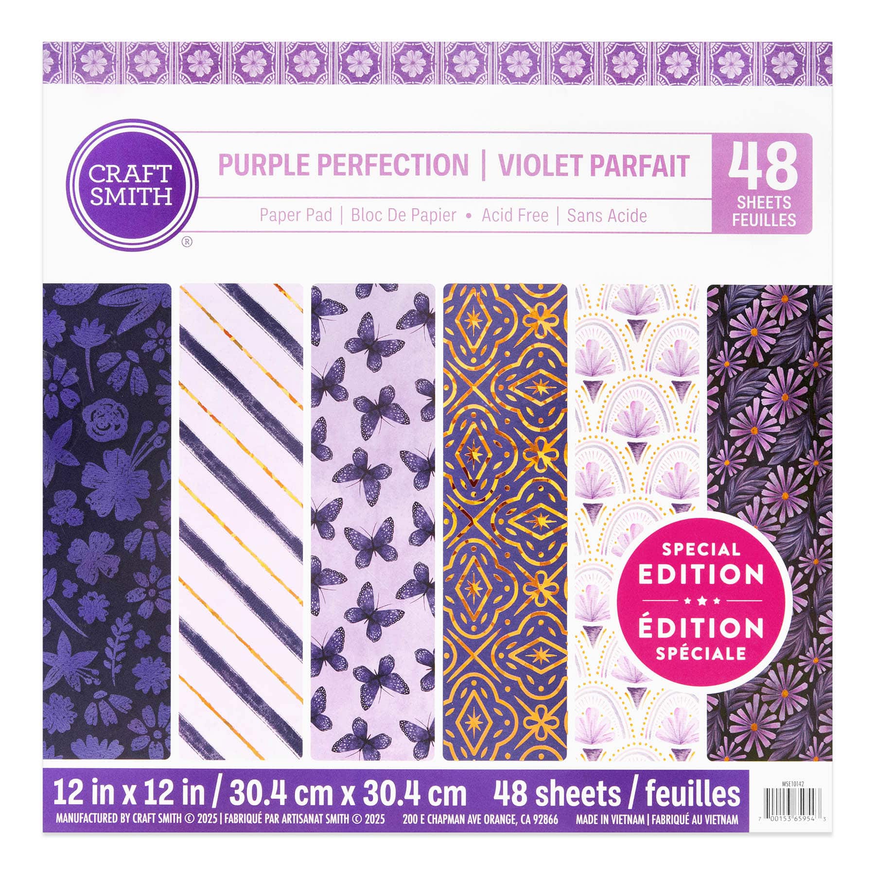 Craft Smith 12" x 12" Purple Possibilities Paper Pad, 48 Sheets