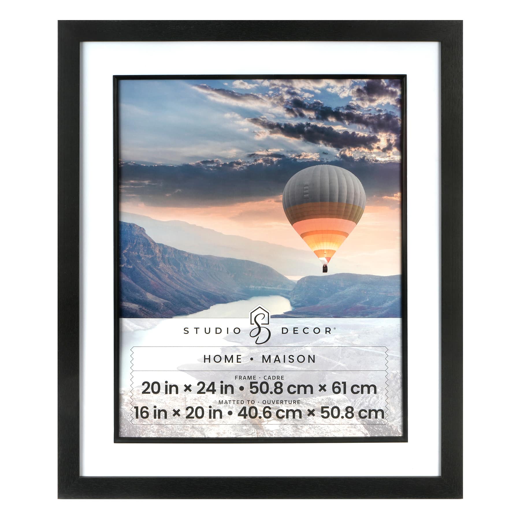 Home Black Studio Frame with Mat by Studio D&#xE9;cor&#xAE;