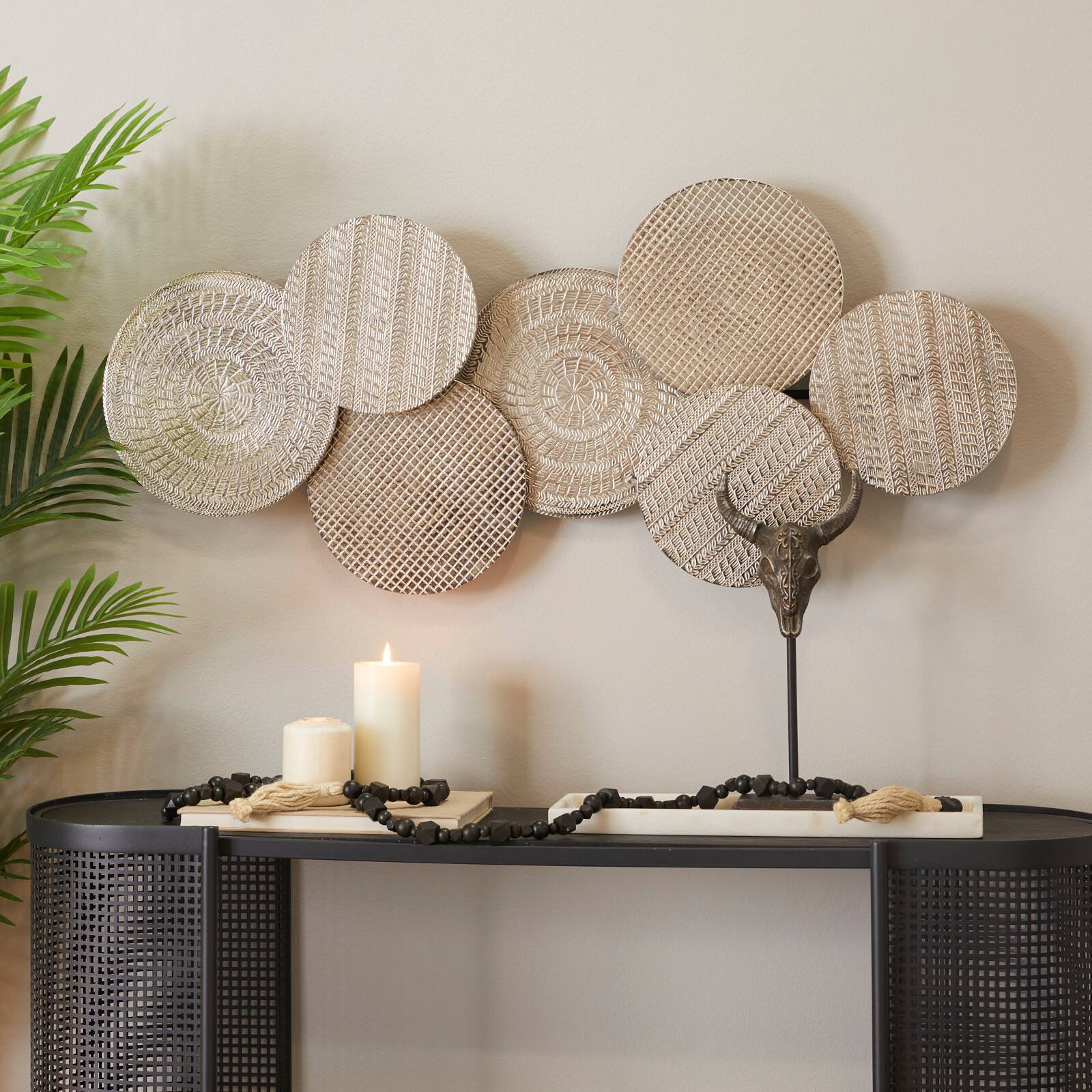 42&#x22; Aluminum Carved Design Plates Wall D&#xE9;cor