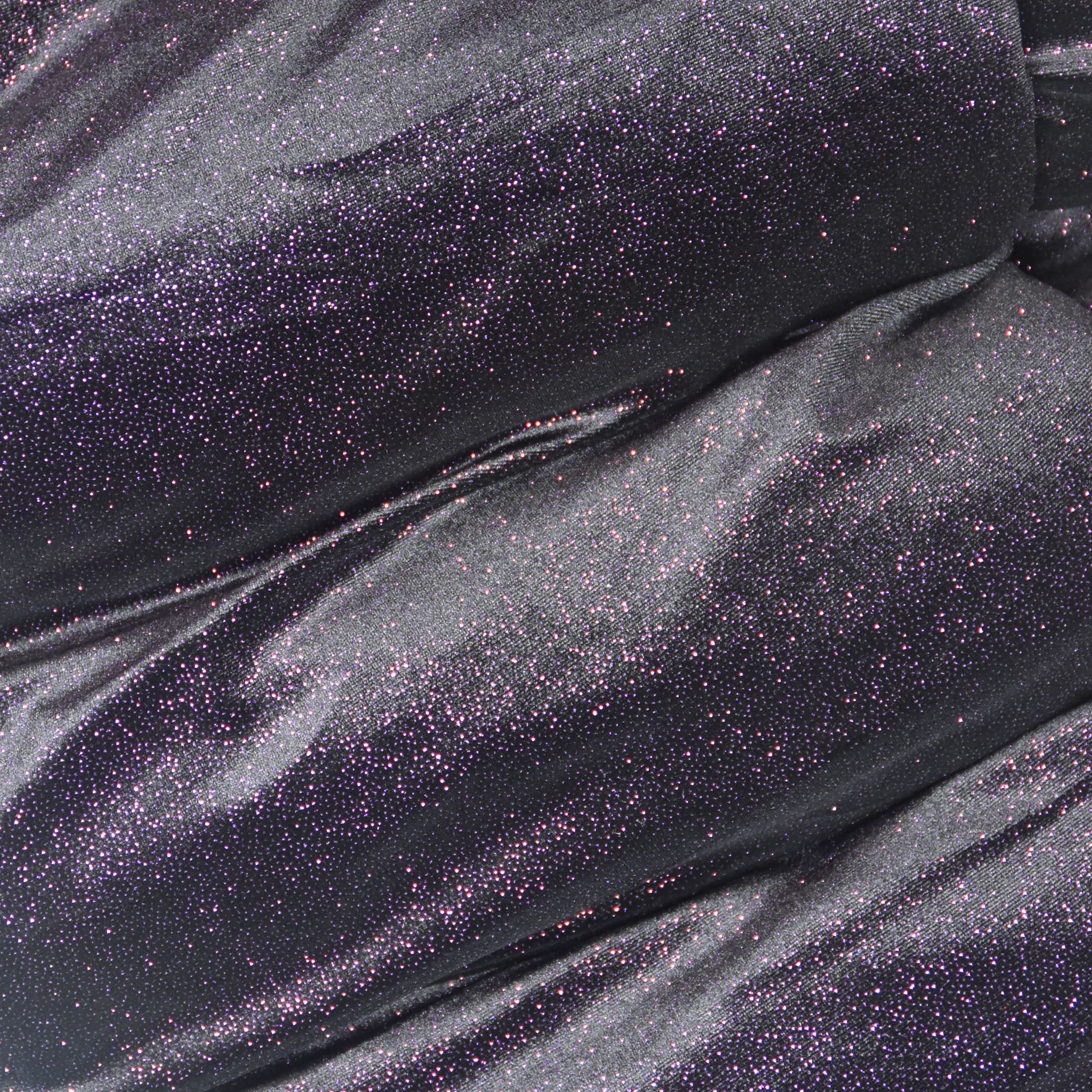 Feldman Black with Purple Sparkle Stretch Velvet Fabric