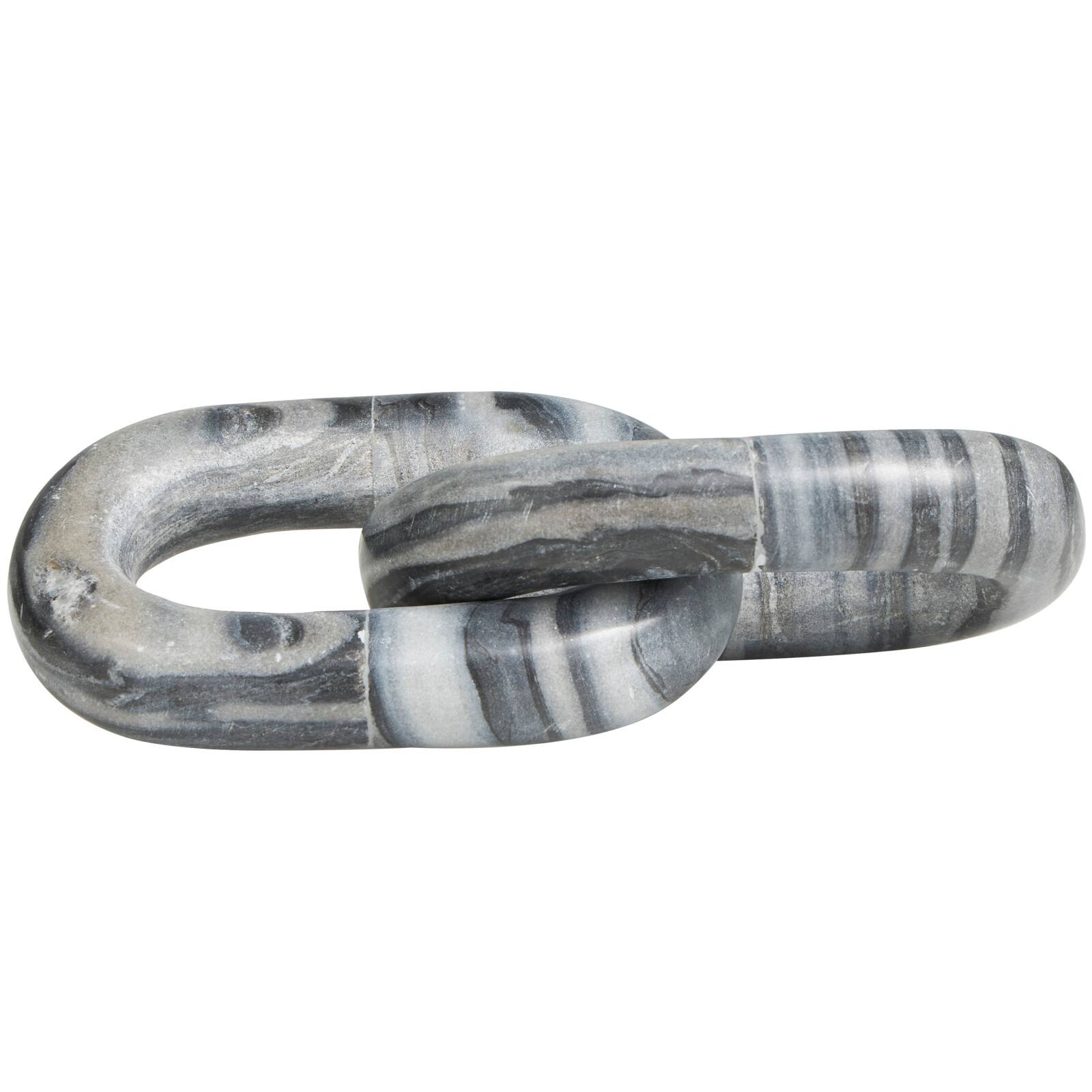 9" Gray Marble Geometric 2 Link Chain Sculpture Décor