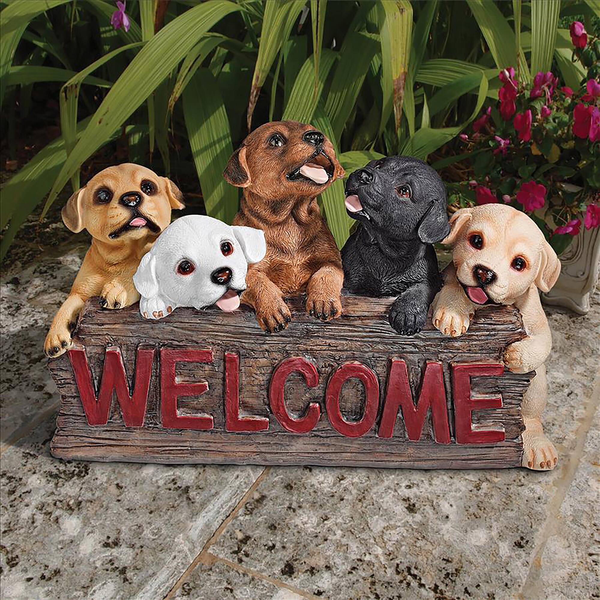 Design Toscano 12" Puppy Parade Welcome Sign