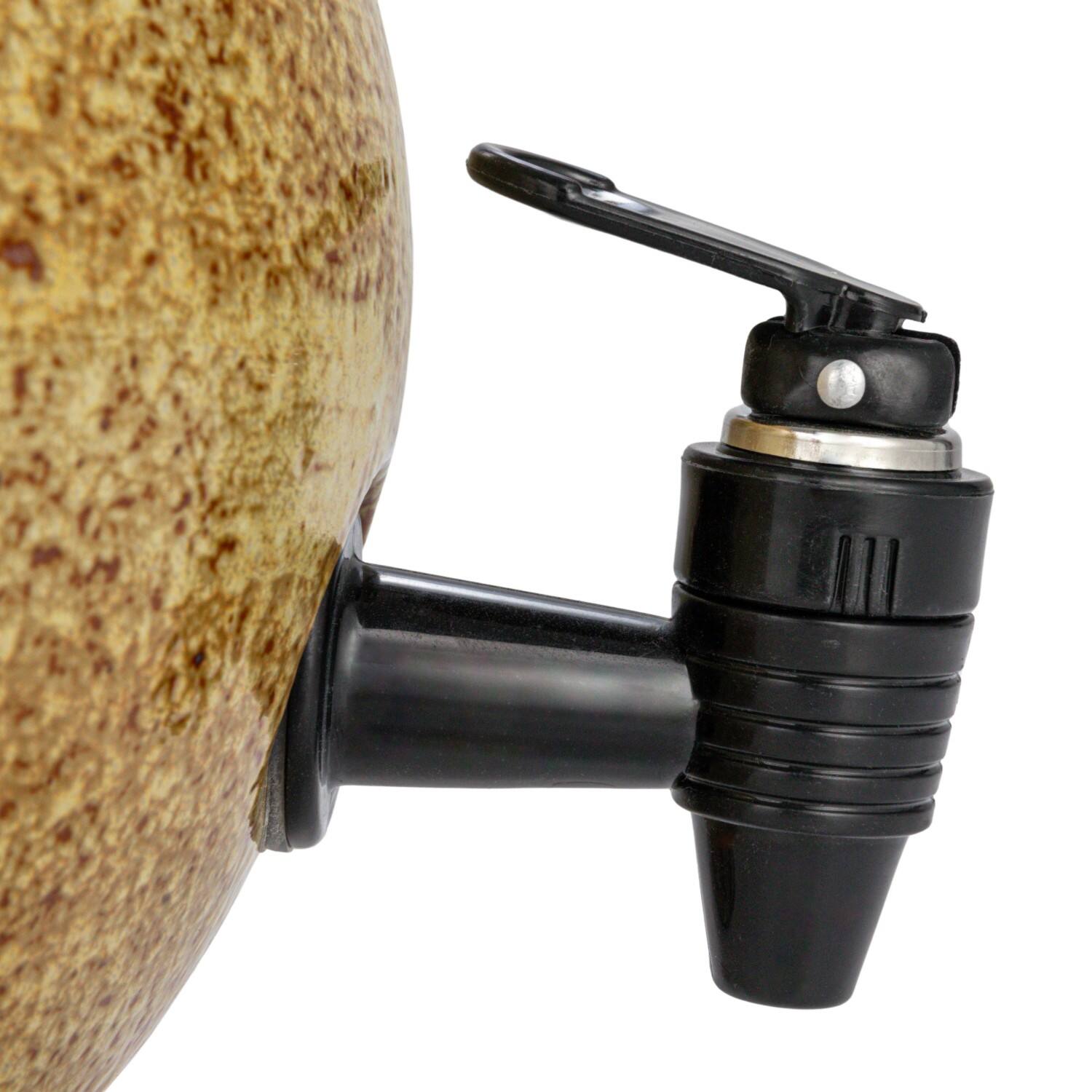 Hello Honey® 5qt. Brown Round Stoneware Beverage Dispenser with Lid