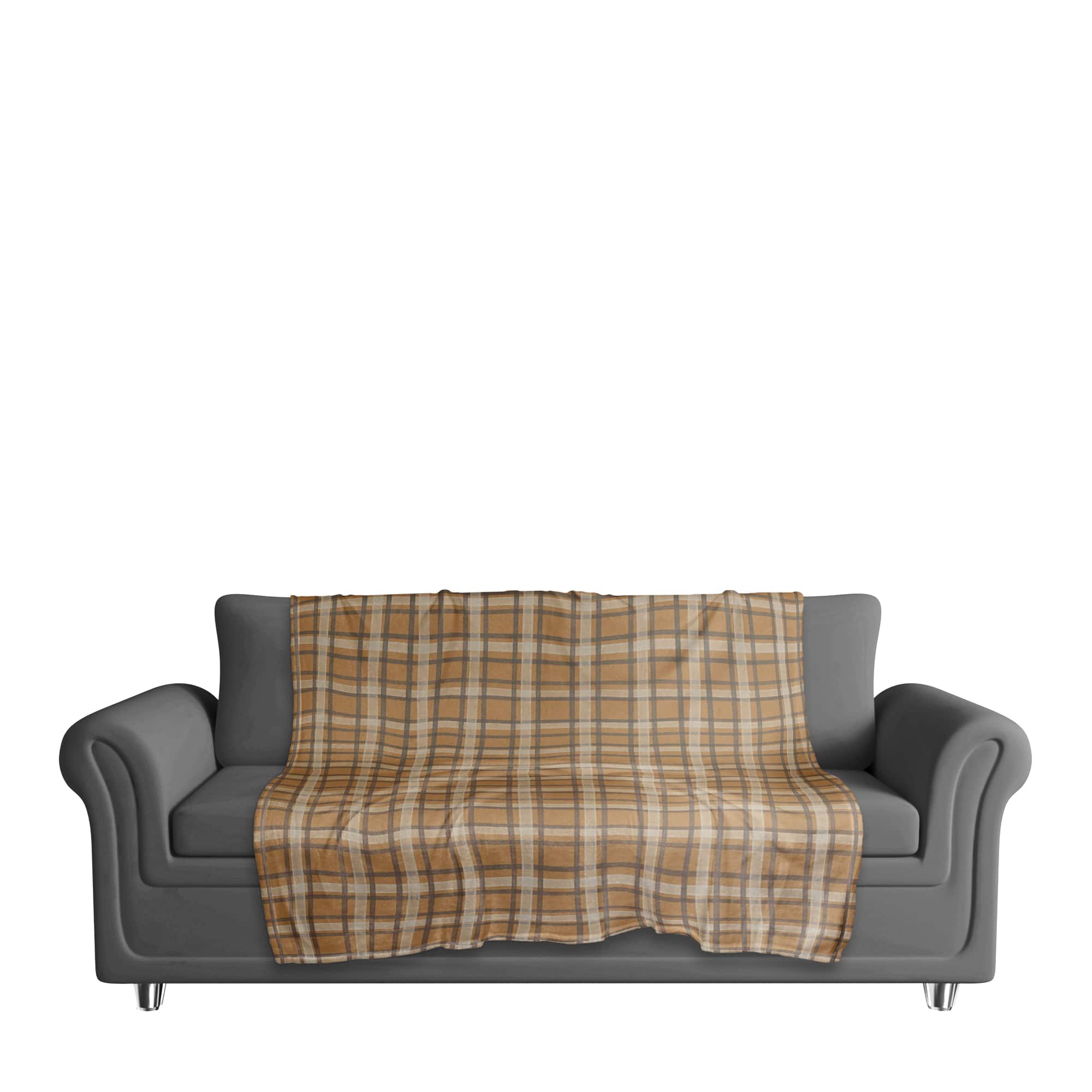 Orange Multi Plaid Coral Fleece Blanket