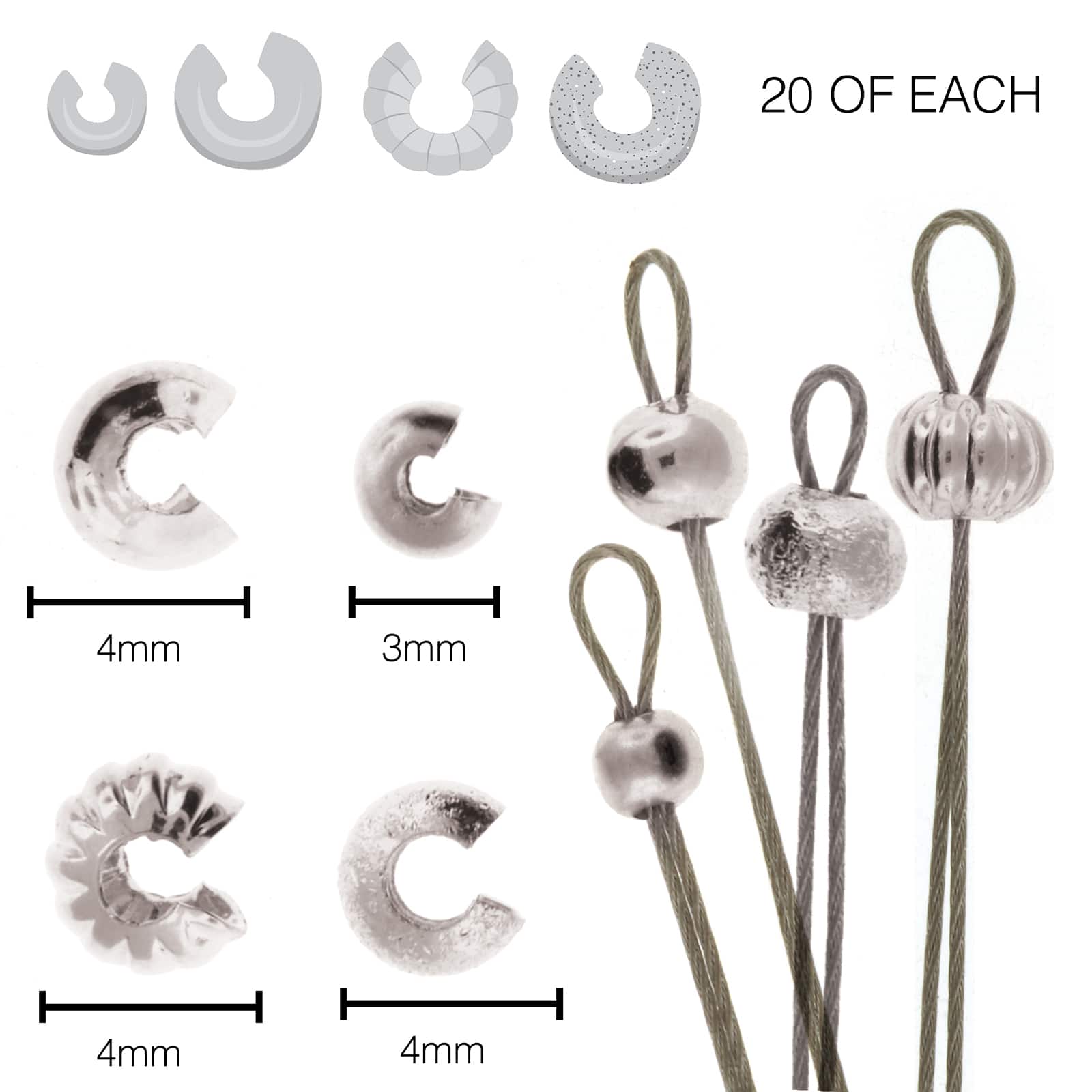 The Beadsmith® Silver Plated Crimp Bead Cover, 80ct.