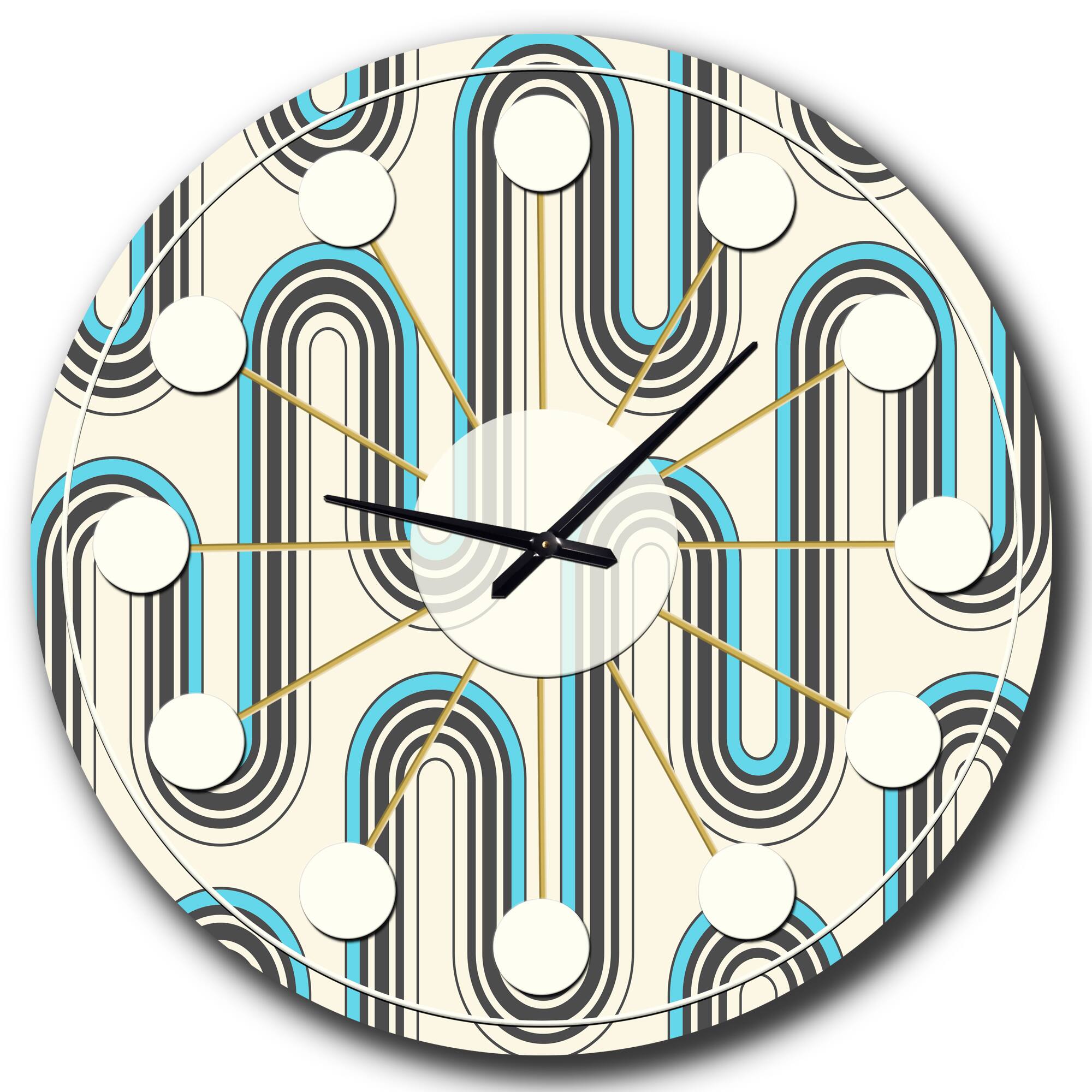 Designart &#x27;Retro Geometrical Abstract Minimal Pattern Iv Mid-Century Modern Wall Clock