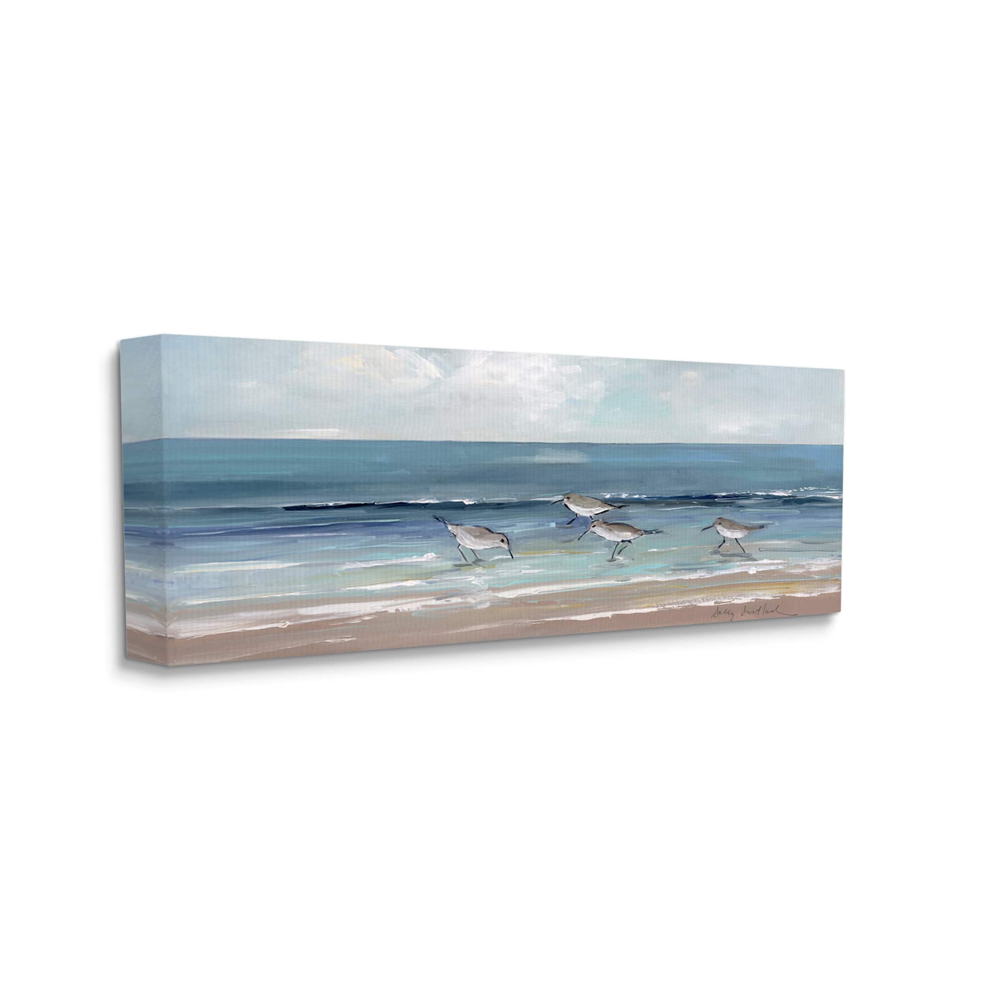 Stupell Industries Sandpipers Birds Cloudy Sky Beach Shore Painting Canvas Wall Art