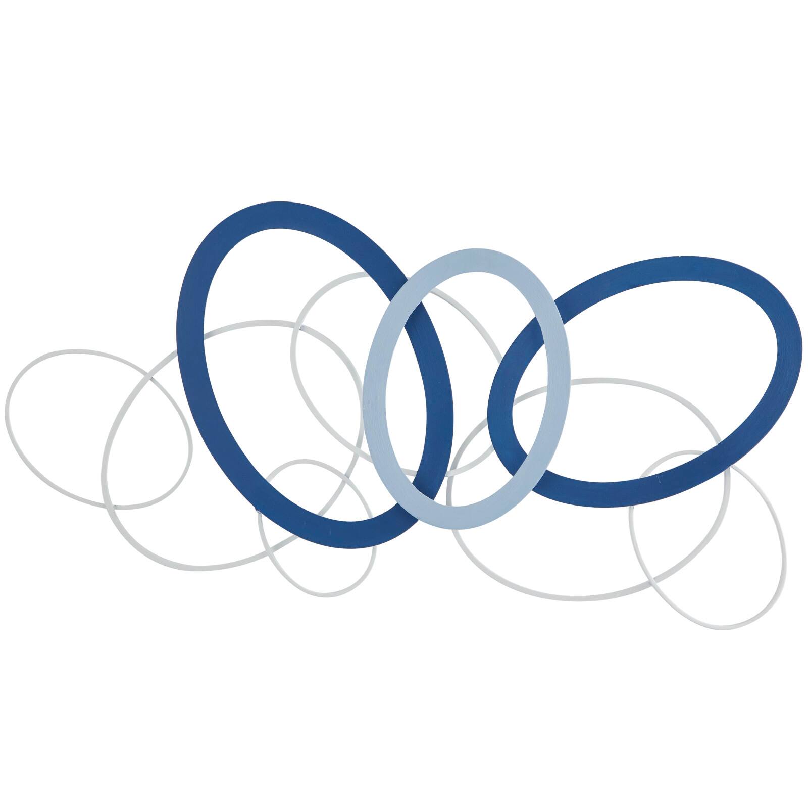 CosmoLiving by Cosmopolitan Blue Metal Overlapping Oval Geometric Wall Decor 43" x 2" x 22"