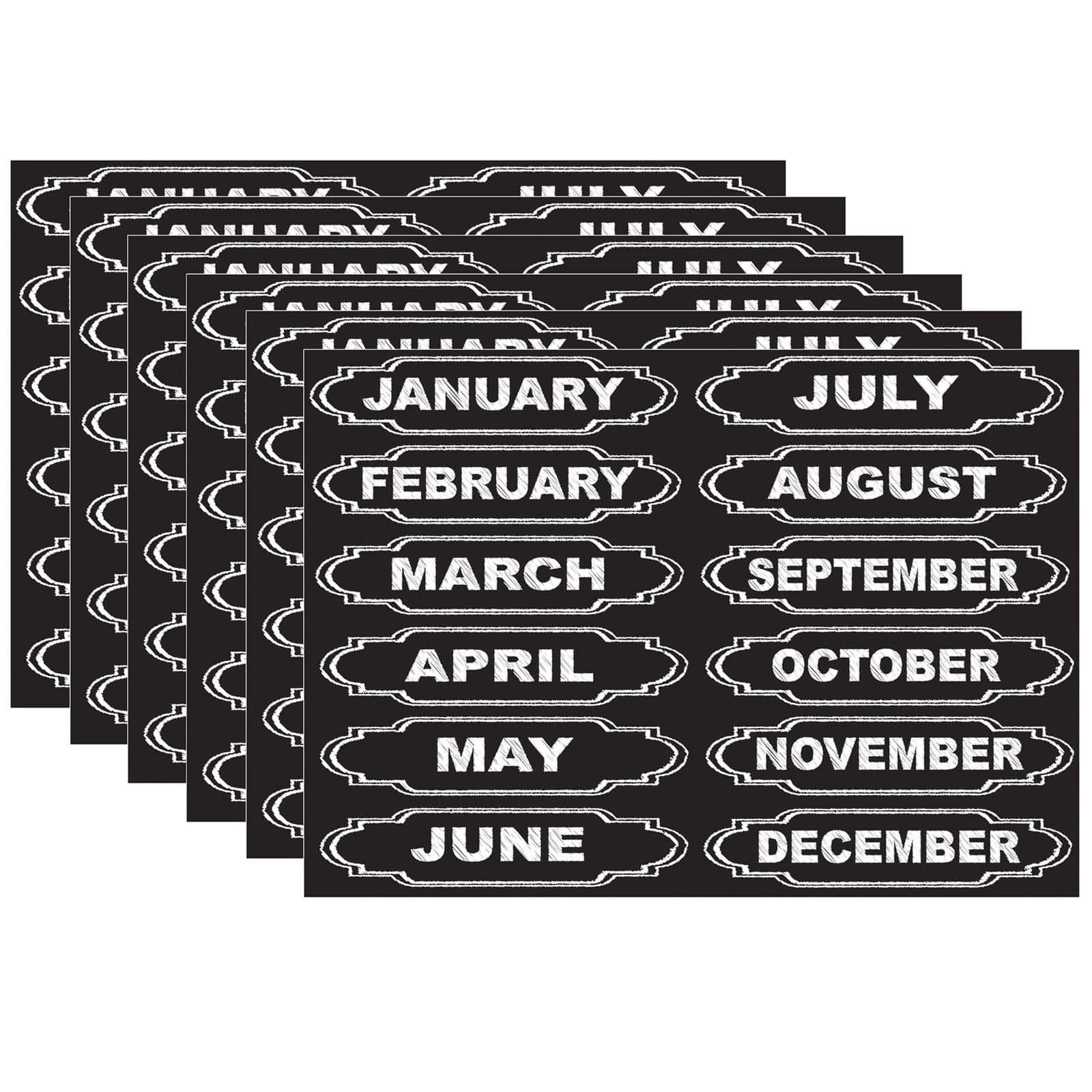 Ashley Productions Chalkboard Calendar Months Magnets, 6 Packs of 12