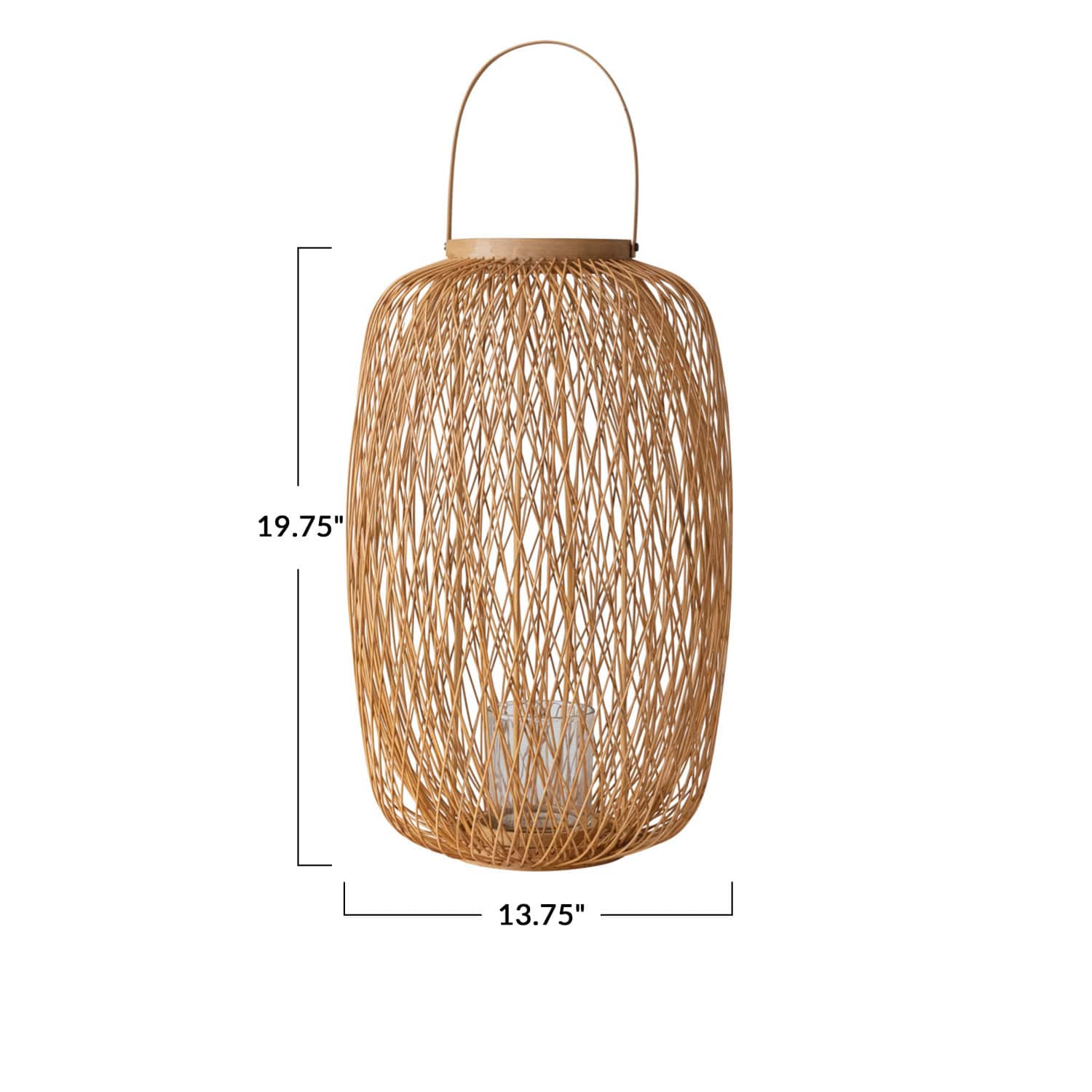 Hello Honey® 20" Decorative Bamboo Hand-Woven Lantern Candle Holder