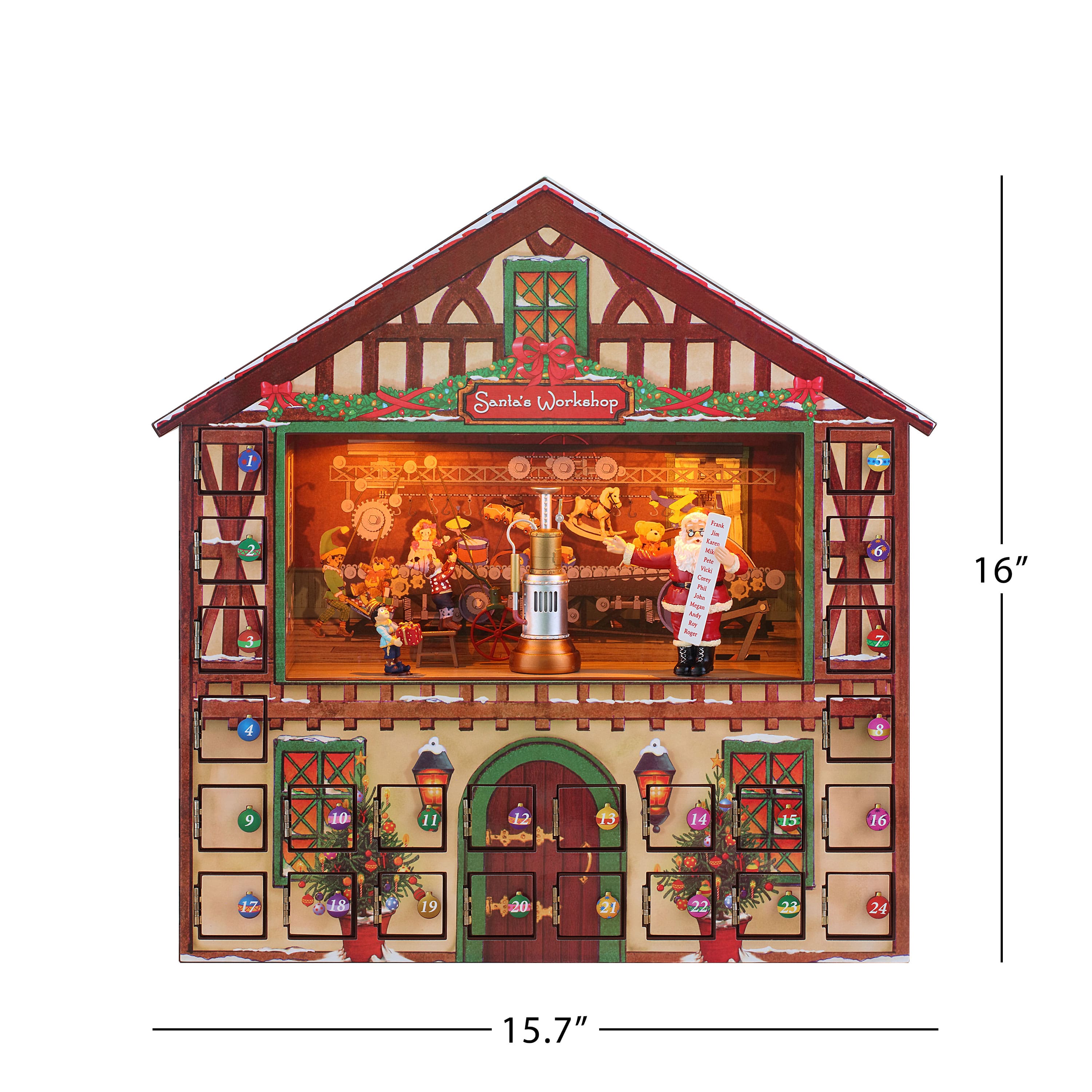 16&#x22; Animated &#x26; Musical Santa&#x27;s Workshop Advent Calendar