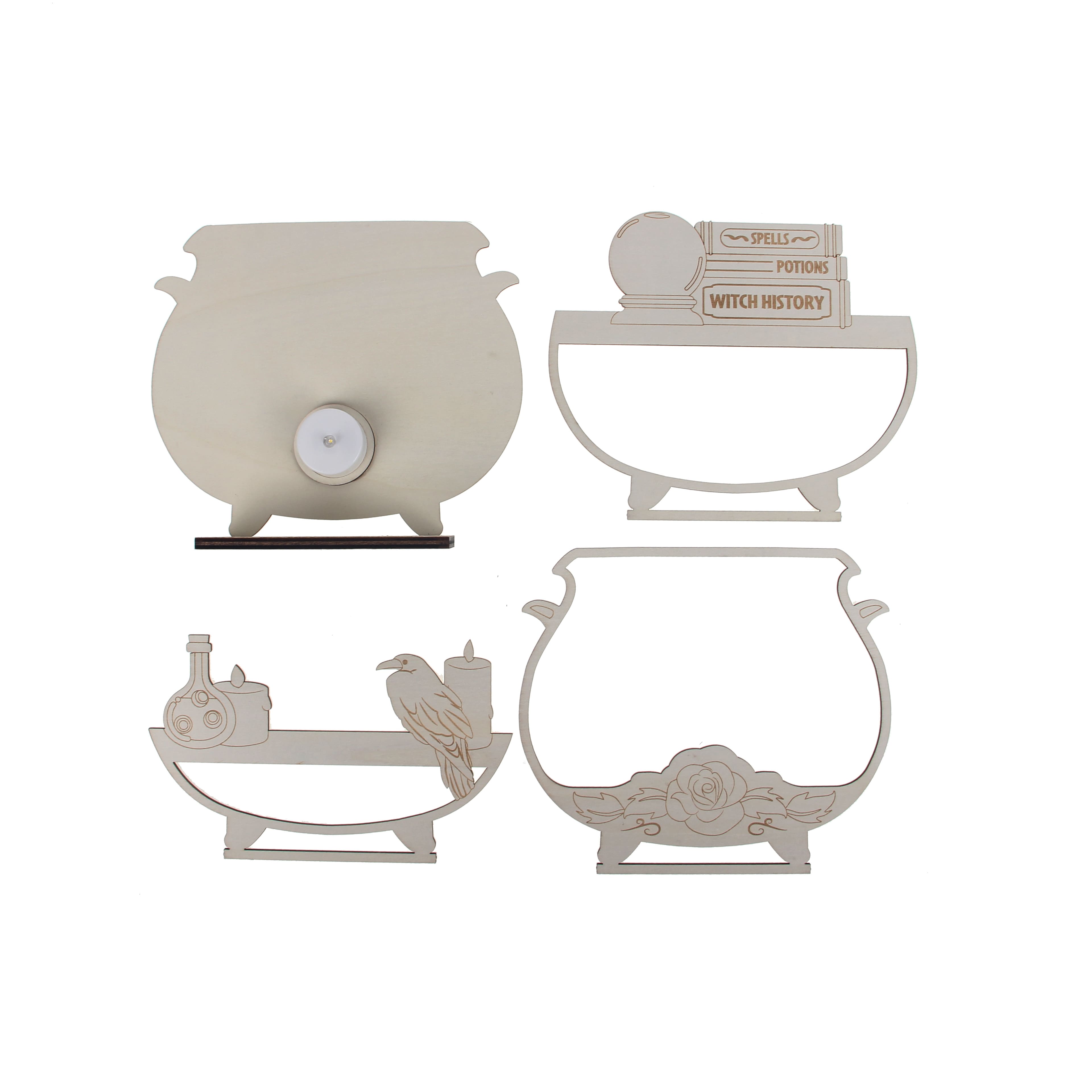 9.25&#x22; Layered Cauldron DIY LED Plywood D&#xE9;cor by Make Market&#xAE;