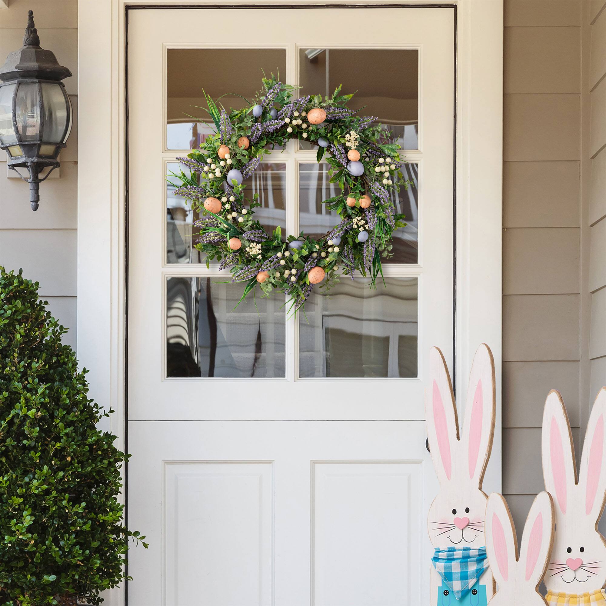 Glitzhome® 22" Easter Eggs & Lavender Wreath