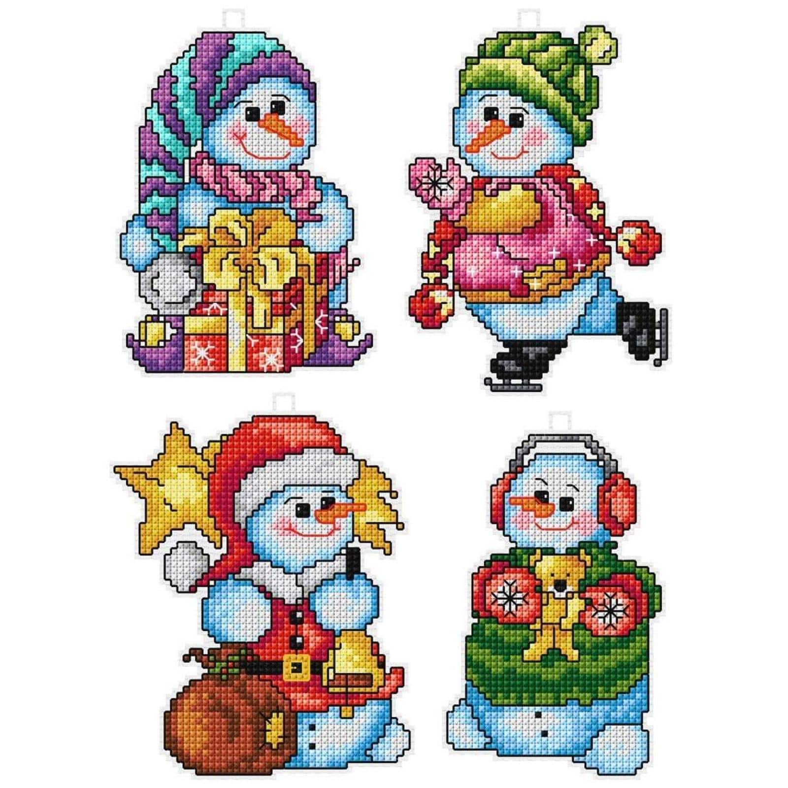 Orchidea Snowmen Set Plastic Canvas Plastic Canvas Counted Cross Stitch Kit
