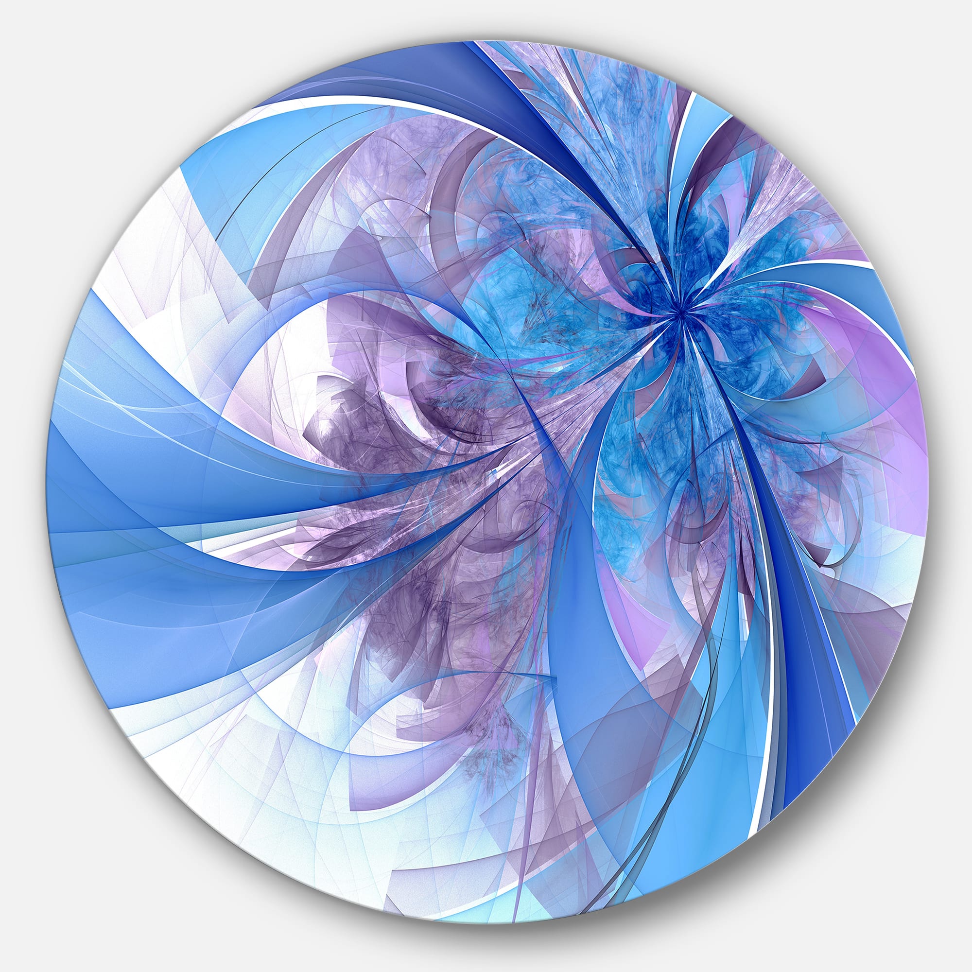Designart - Light Blue and Purple Fractal Flower' Floral Metal Circle Wall Art