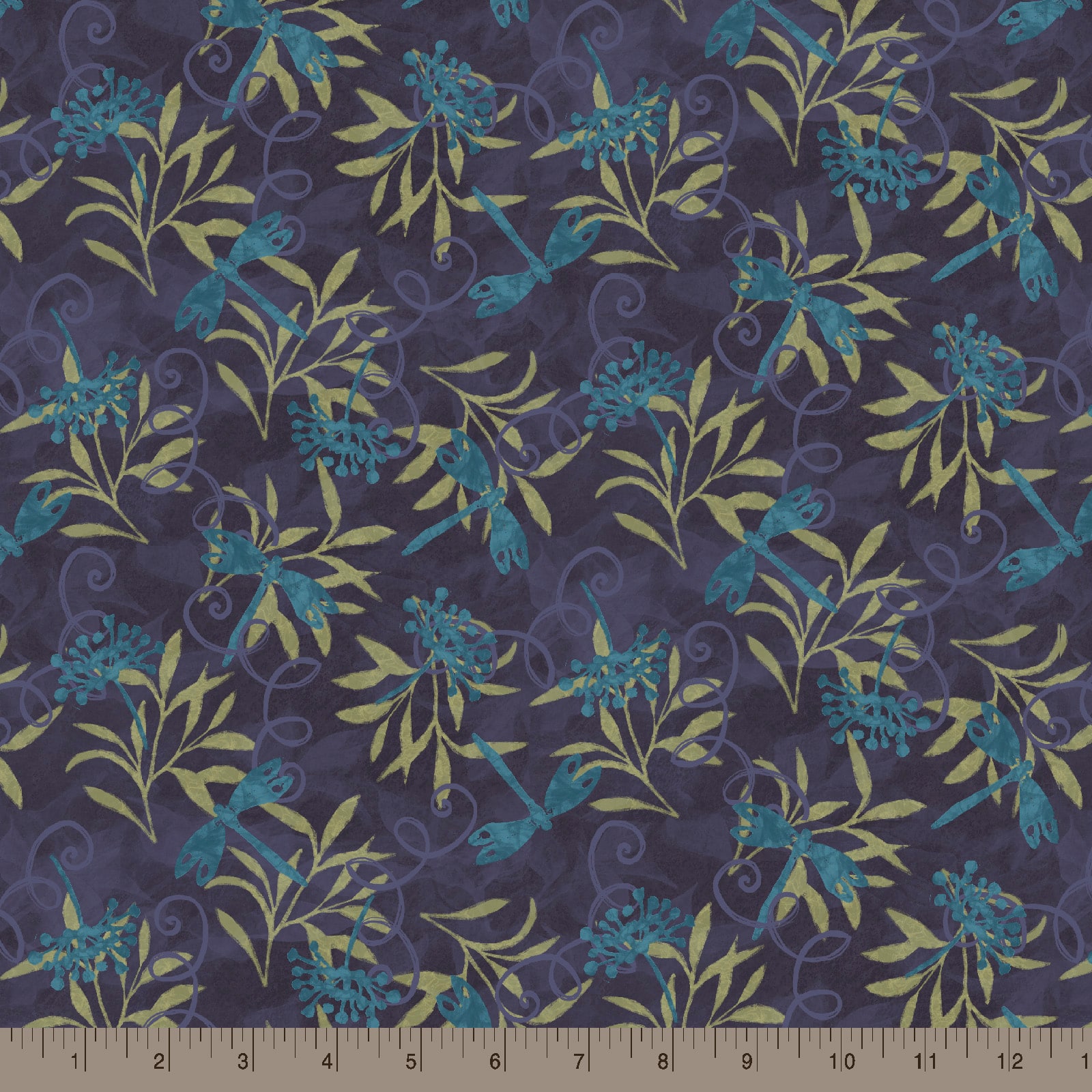 Springs Creative Purple Jasmine Dragonfly Cotton Fabric