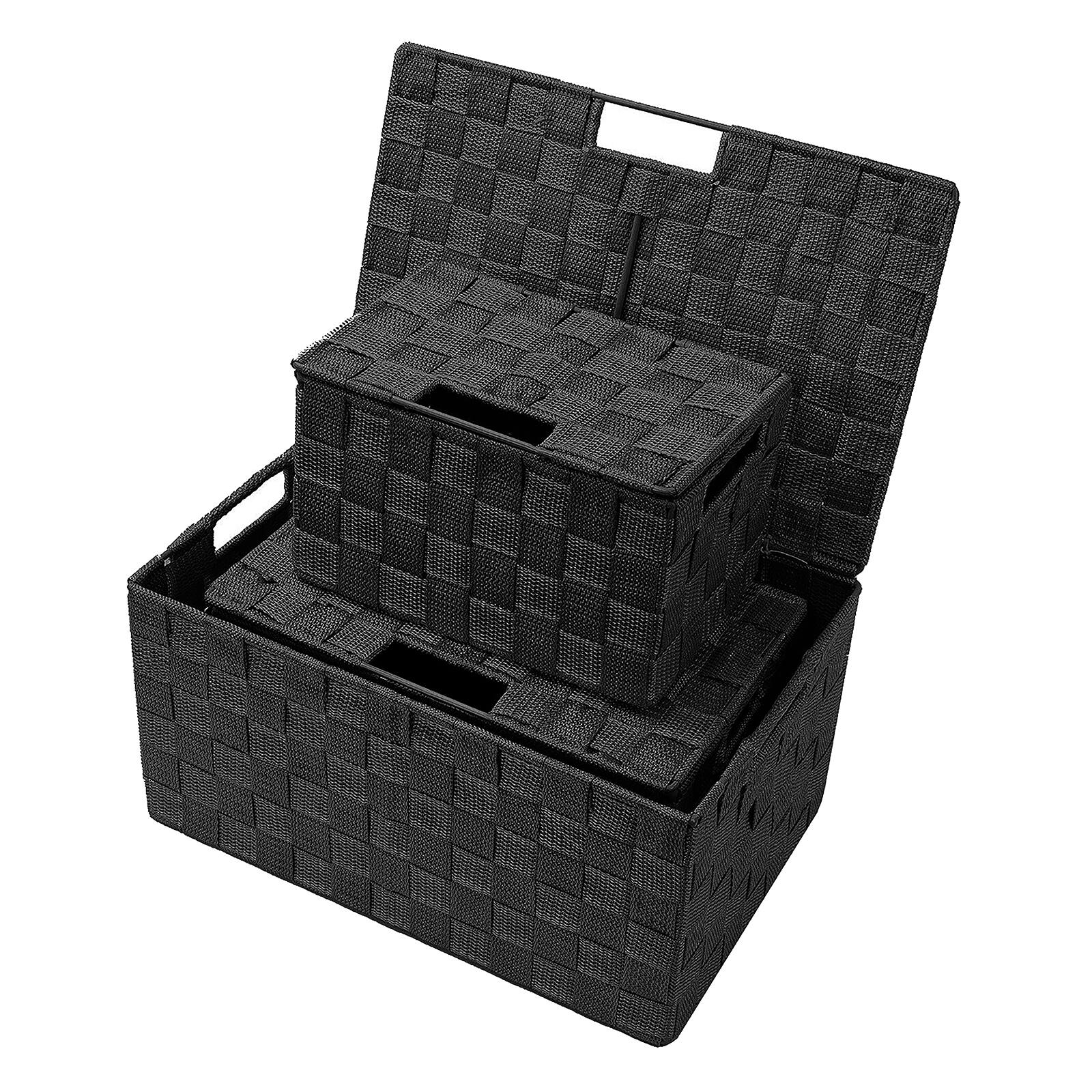Sorbus 3-Piece Woven Basket with Lid Set