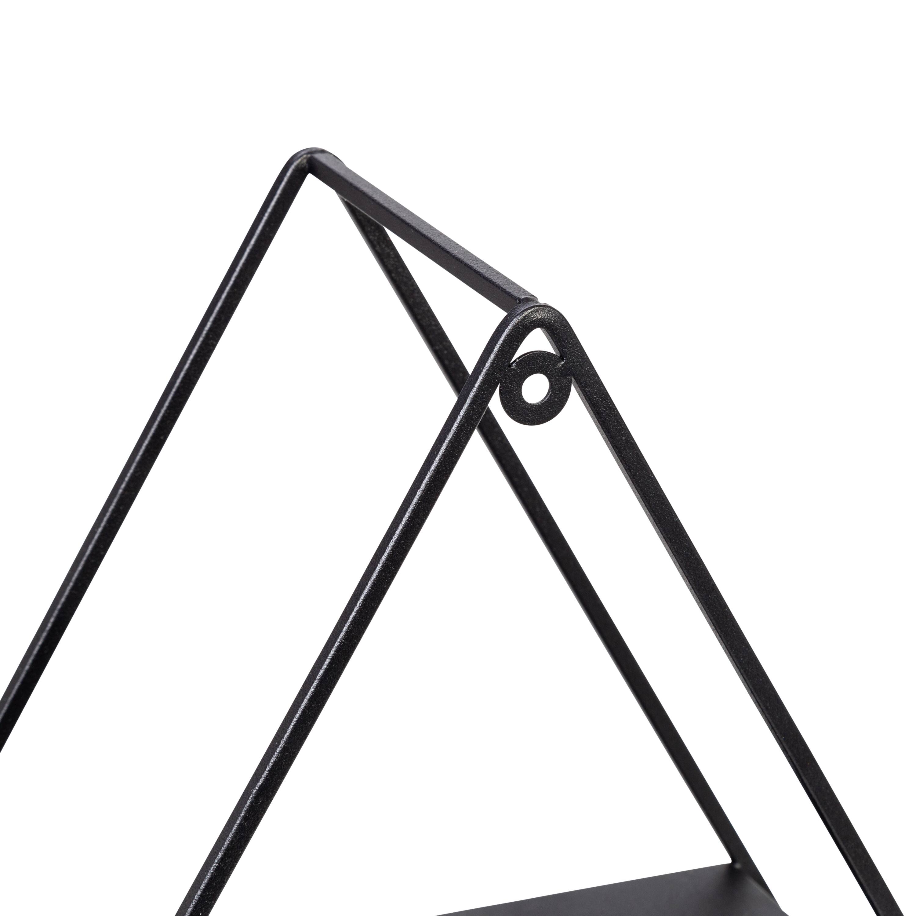 Honey Can Do 28&#x22; Black Three-Tier Triangle Decorative Metal Wall Shelf