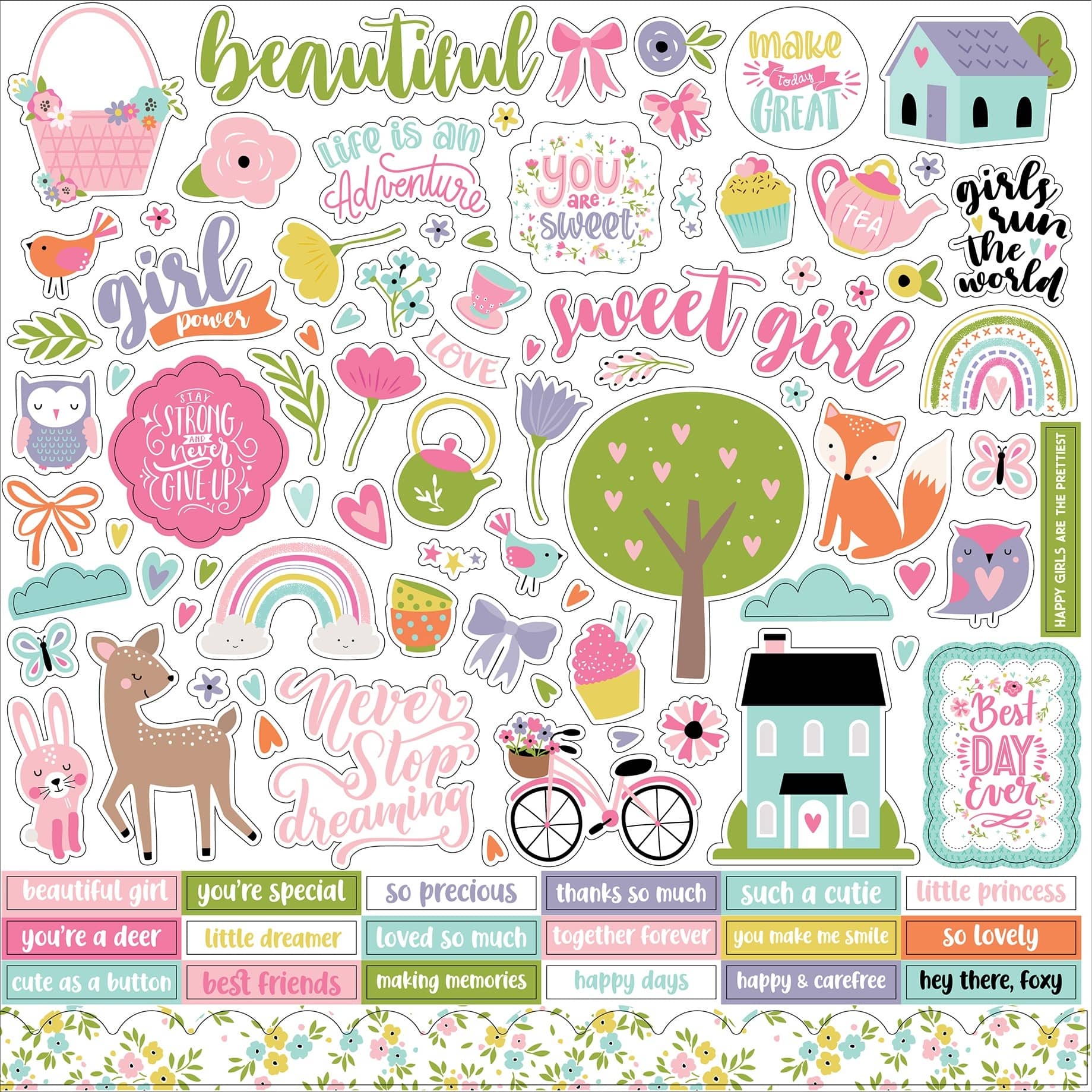 Echo Park&#x2122; Paper Co. Elements All About A Girl Cardstock Stickers, 5 Sheets