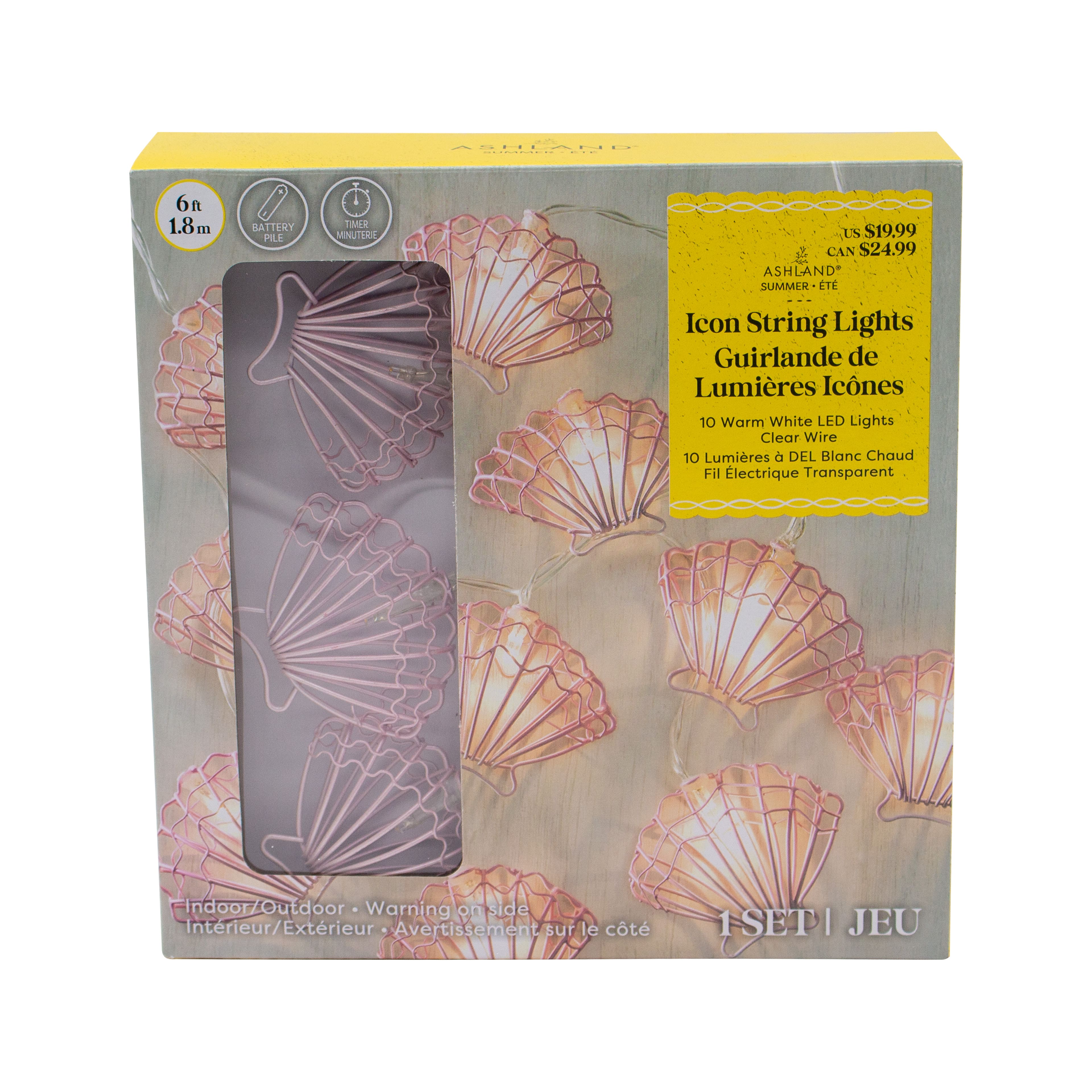 10ct. Metal Seashell Icon Warm White LED Icon String Lights by Ashland®