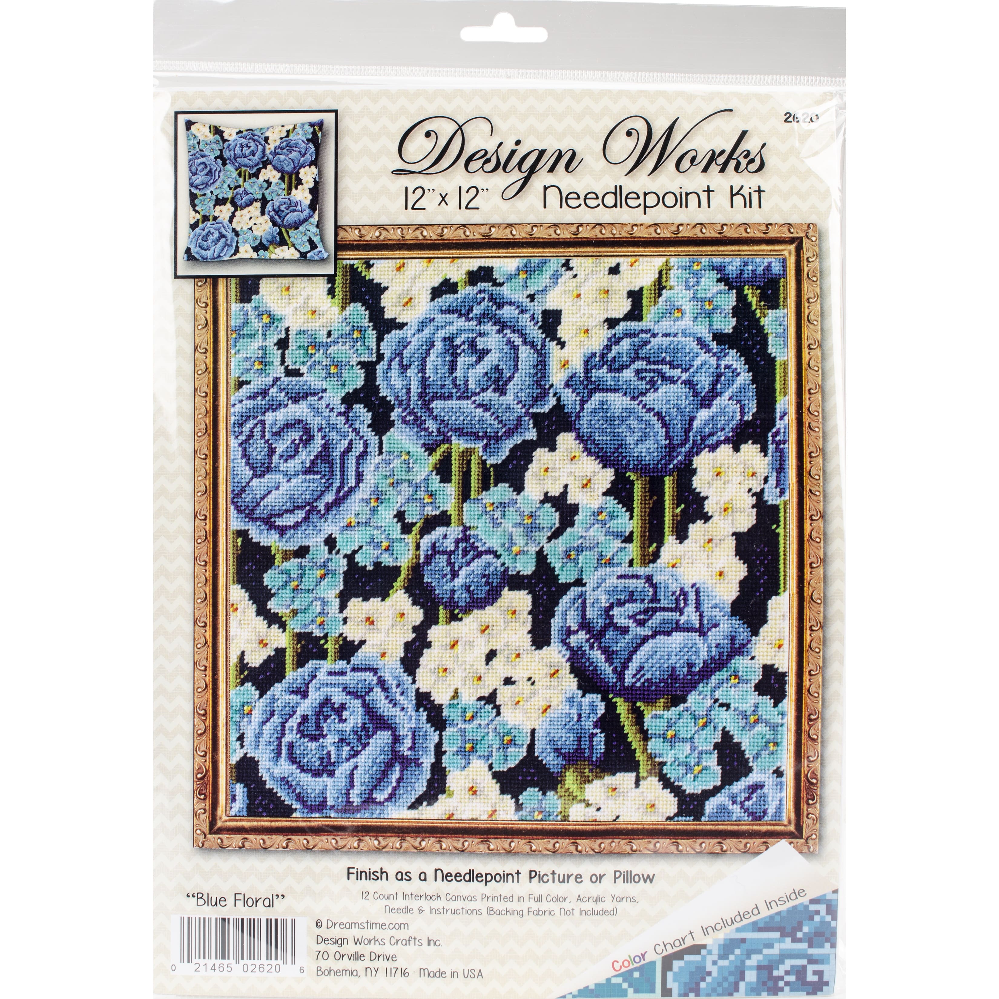 Design Works&#x2122; Blue Roses Needlepoint Kit