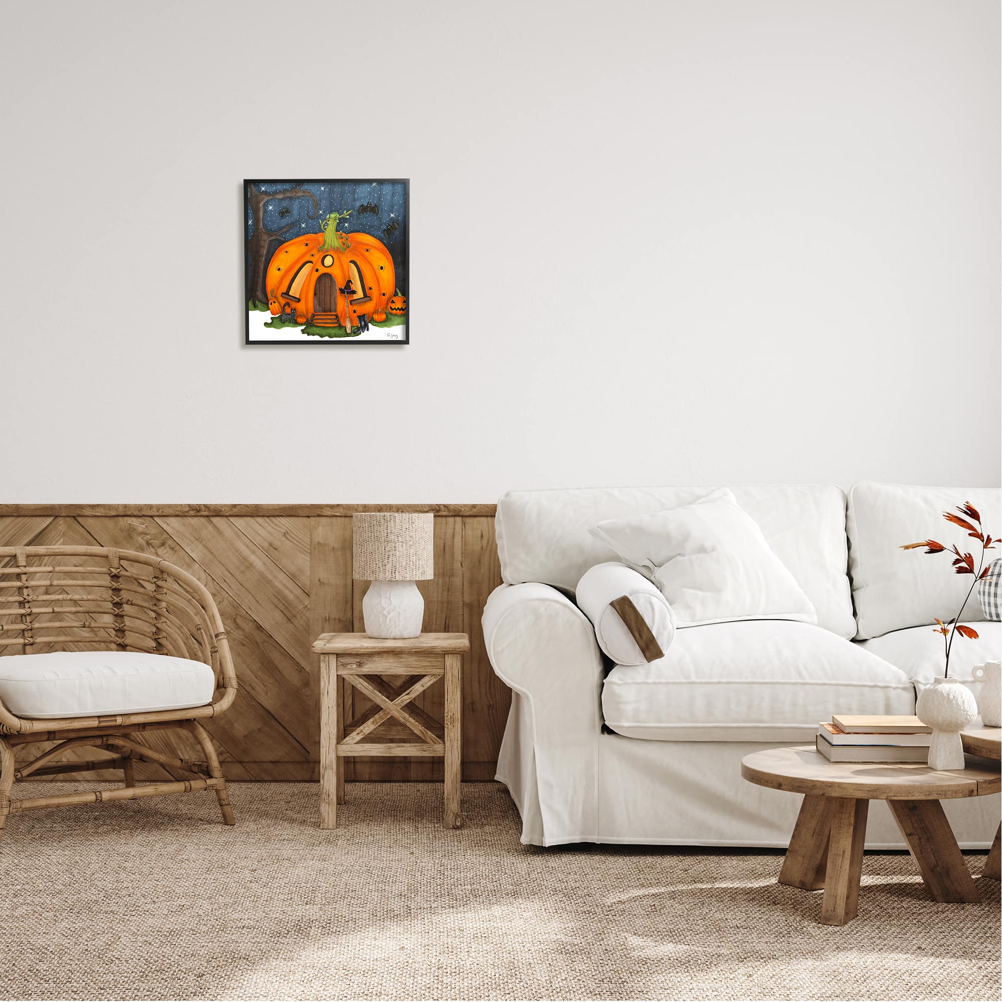 Stupell Industries Pumpkin House In Woods Framed Giclee Art