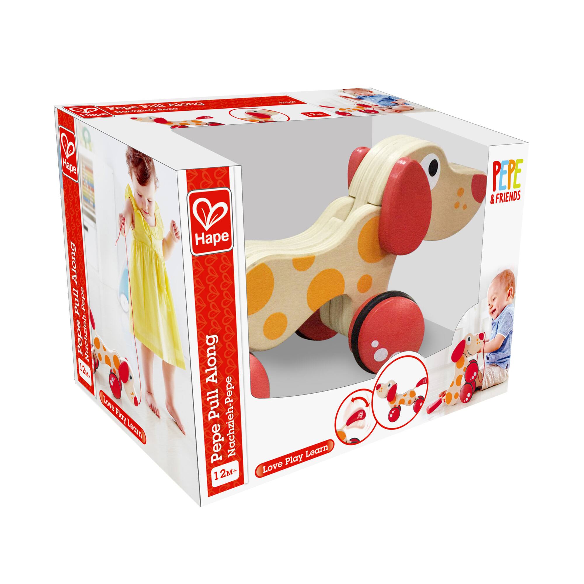 Hape Walk-A-Long Pepe the Puppy Wooden Toddler Pull Toy